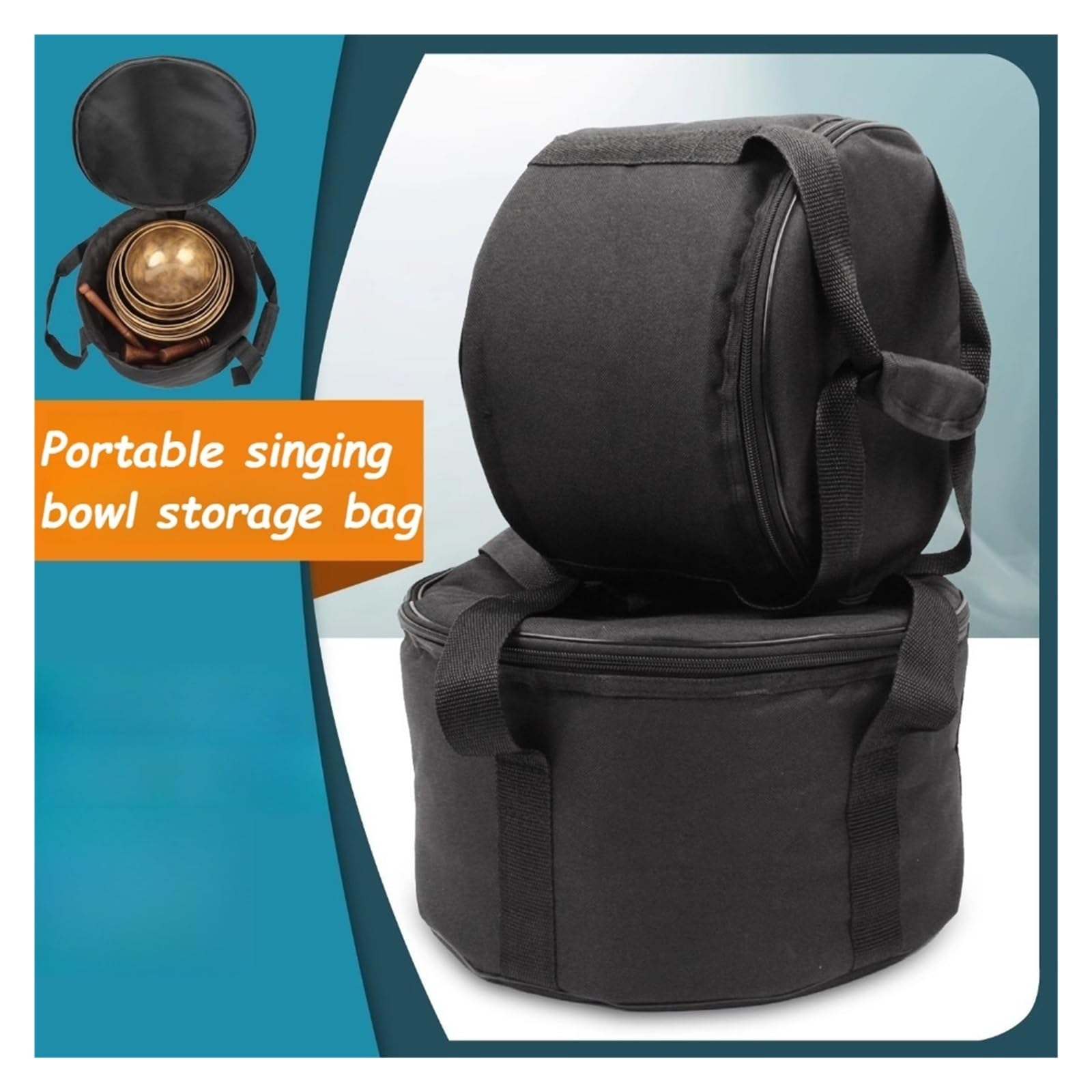 Bolsa para cuencos tibetanos Bolsa de almacenamiento for cuencos Canto 12 pulgadas, tela Oxford, cuenco cristal 10, bolso tambor etéreo, accesorios instrumentos percusión(10 inch 26cm)