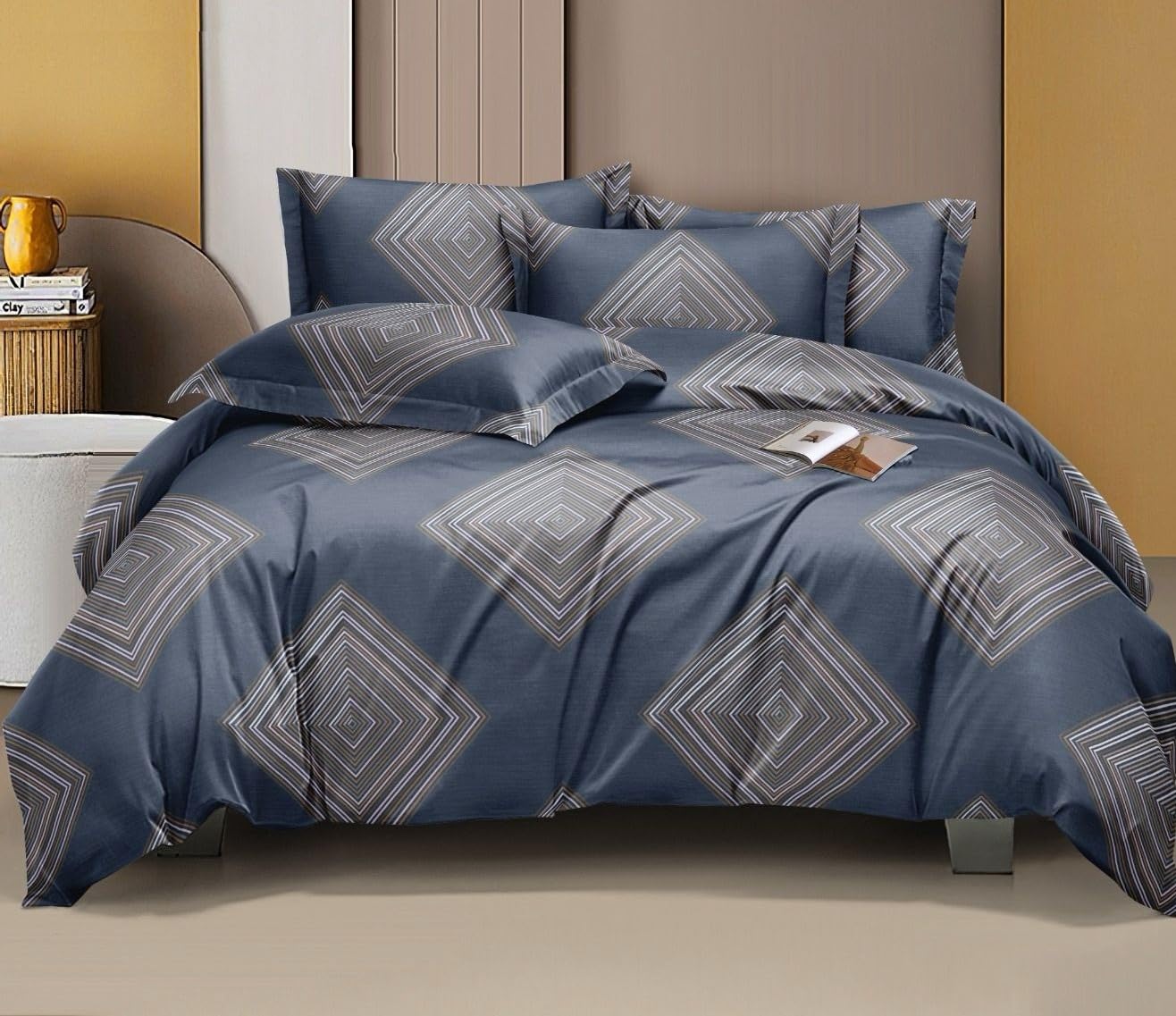 Ab Home Decor Super-Soft- Microfiber-New-AC Comforter Double Bed II Blanket/Dohar/Duvet for All Weather/Seasons-Glace Cotton-Blue Boxes-image-30