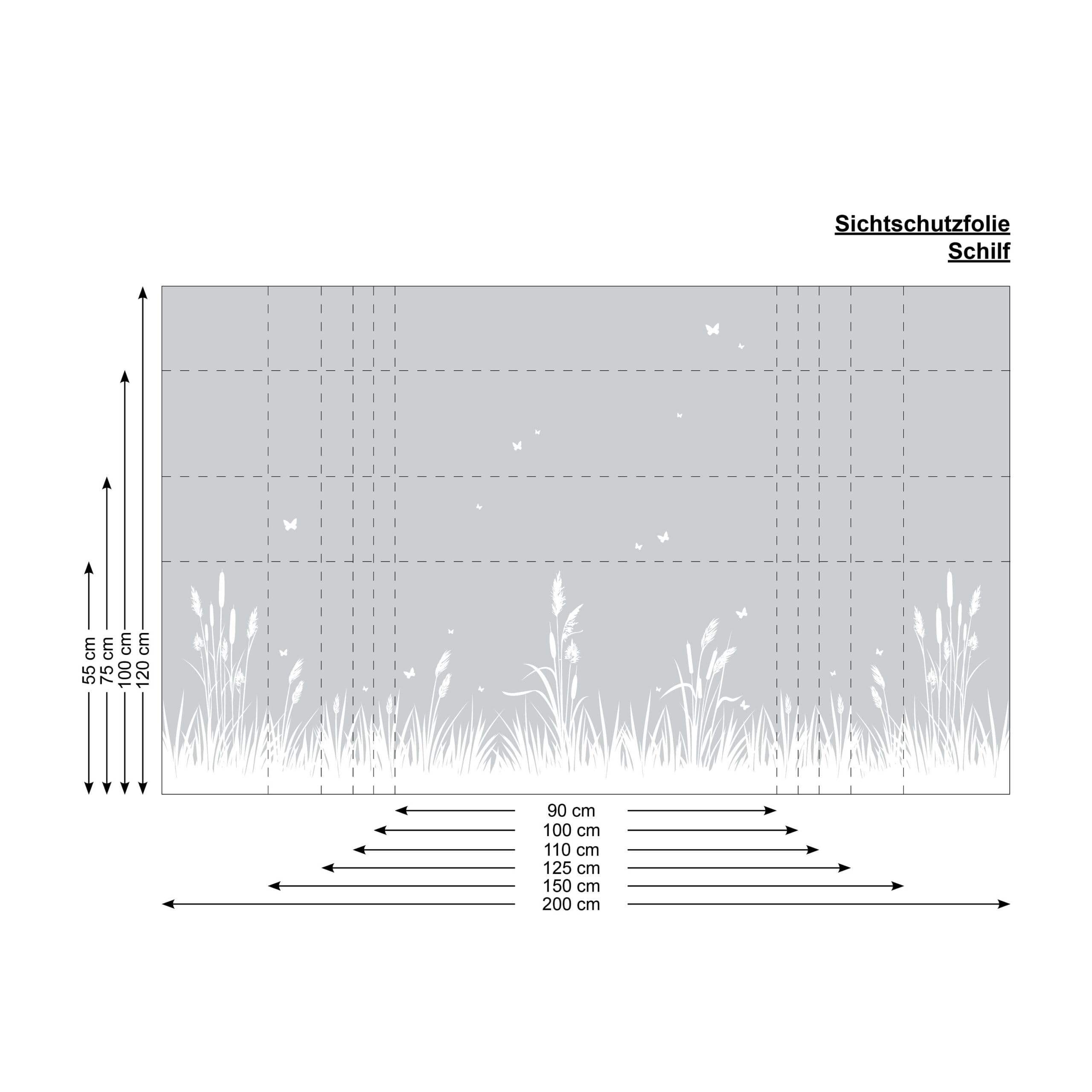 Sichtschutzfolie Schilf maritim Fensterfolie Fensterdeko Milchglasfolie, 100 cm hoch, 75 cm breit