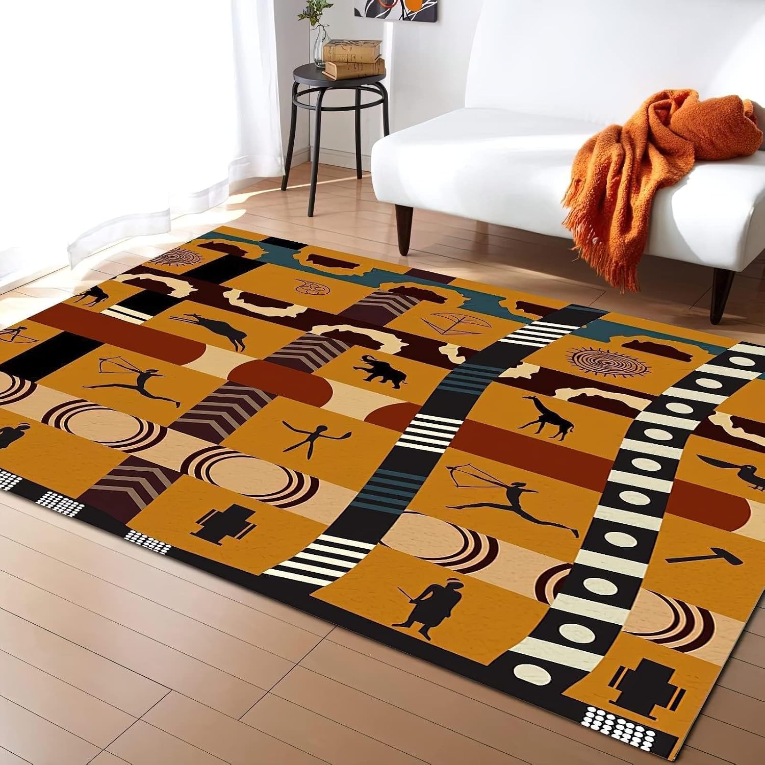 Abstract African Rug Amazon.com: African Vintage Hunting Area Rug 4x6ft Abstract Animal ...