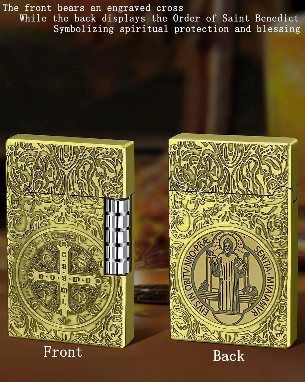 Flip Butane Lighter, Soft Fire Side Wheel Lighter, Unique Refillable Trench Lighters for Men Dad Gift Collect (Butane Not Included) (Bronze)