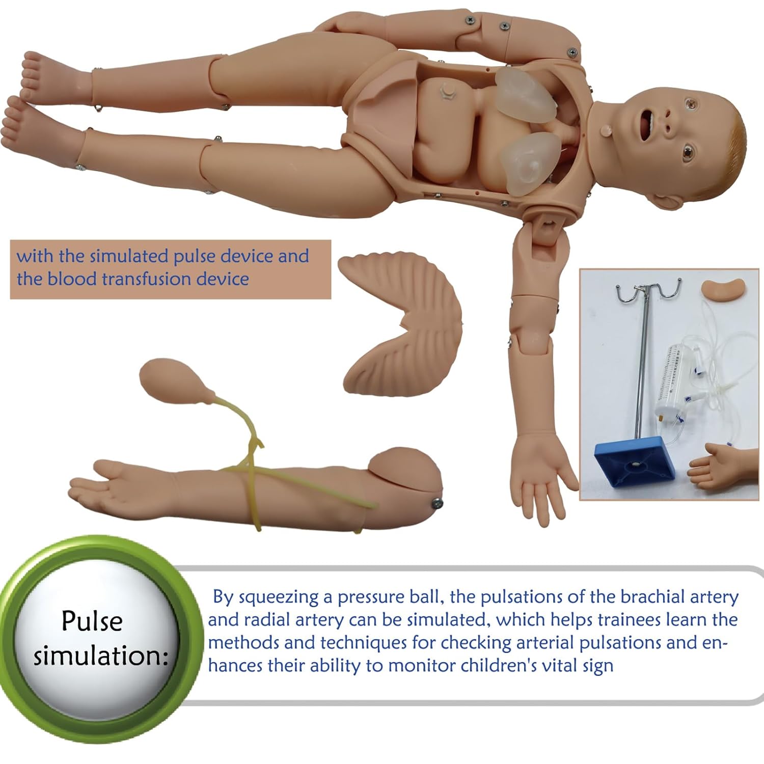 Nursing Training Mannequin Multifunctional Patient Care Manikin Child Trauma Care Anatomical Child Caregiver Model for Teaching Training