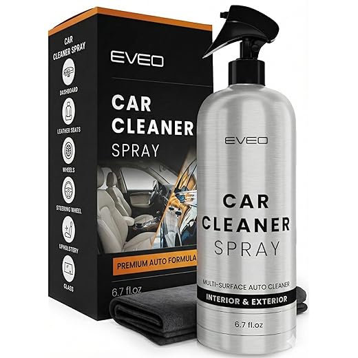 EVEO Total Car Interior Cleaner Kit - Interior Car Cleaner, Car Seat Cleaner & Car Cleaning Supplies - Car Screen Cleaner, Interior Car Cleaning kit for Leather, Vinyl, Glass & Plastic & More