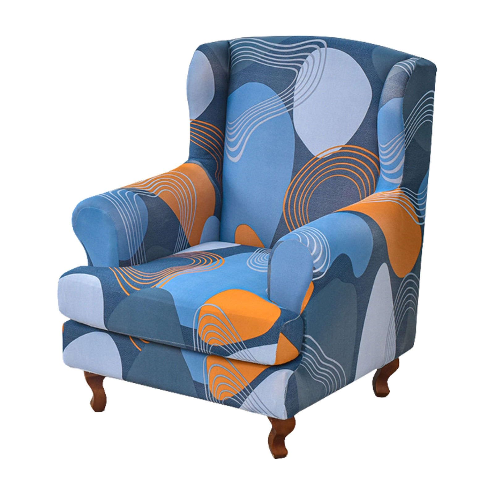 Housse fauteuil oreilles extensible lot de 2 douce amovible salon chambre