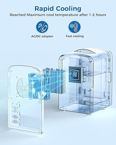 Miniatura 4 de Mini refrigerador portátil compacto de 4 litros6 latas, refrigerador pequeño para el cuidado de la piel, alimentos y bebidas, enfriador pequeño para