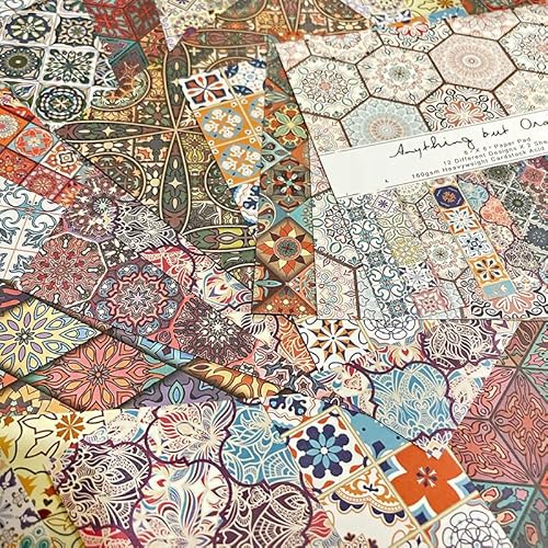 Baroque Pattern Summer Flower Theme Dot Scrapbook, Diy Album Scrapbook Paper, Greeting Card Making Background Paper Craft Supplies Painting Decoration Travel Diary Paper 6"X6" (Anything But Ordinary) #TOP2