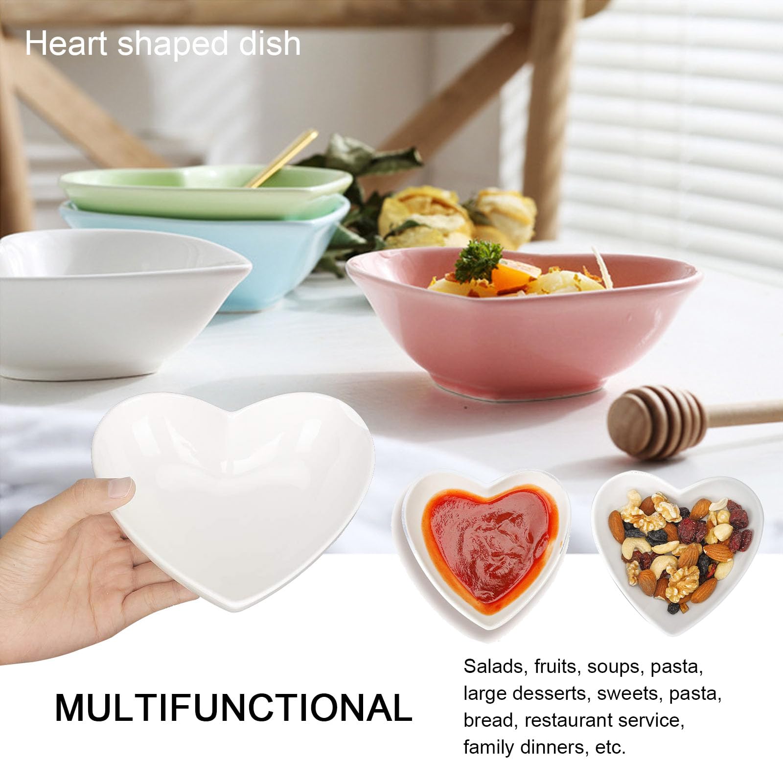 Amazon.co.jp: PIDUDU 4個 磁器 ハート型ボウル シリアルボウル サラダ