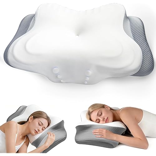 Memory Foam Cervical Neck Pillow, Cervical Pillows for Neck and Shoulder, Ergonomic Contour Bed Pillow Side Sleeper Pillows for Adults, Neck Support Pillow for Back Stomach Sleepers