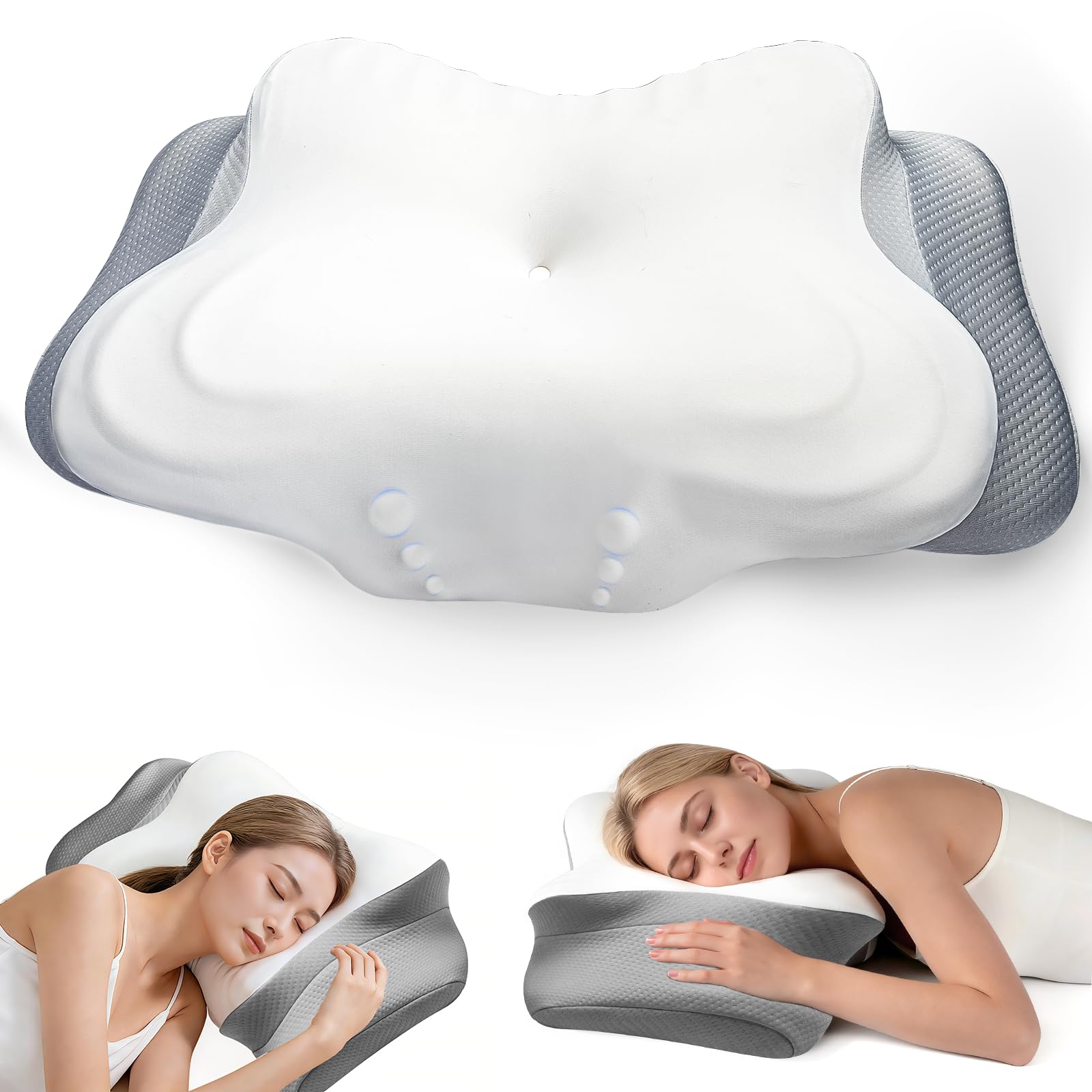 RIRDGLSY Cervical Neck Pillow for Neck and Shoulder, Ergonomic Contour Bed Pillow Side Sleeper Pillows for Adults, Neck Support Pillow for Back