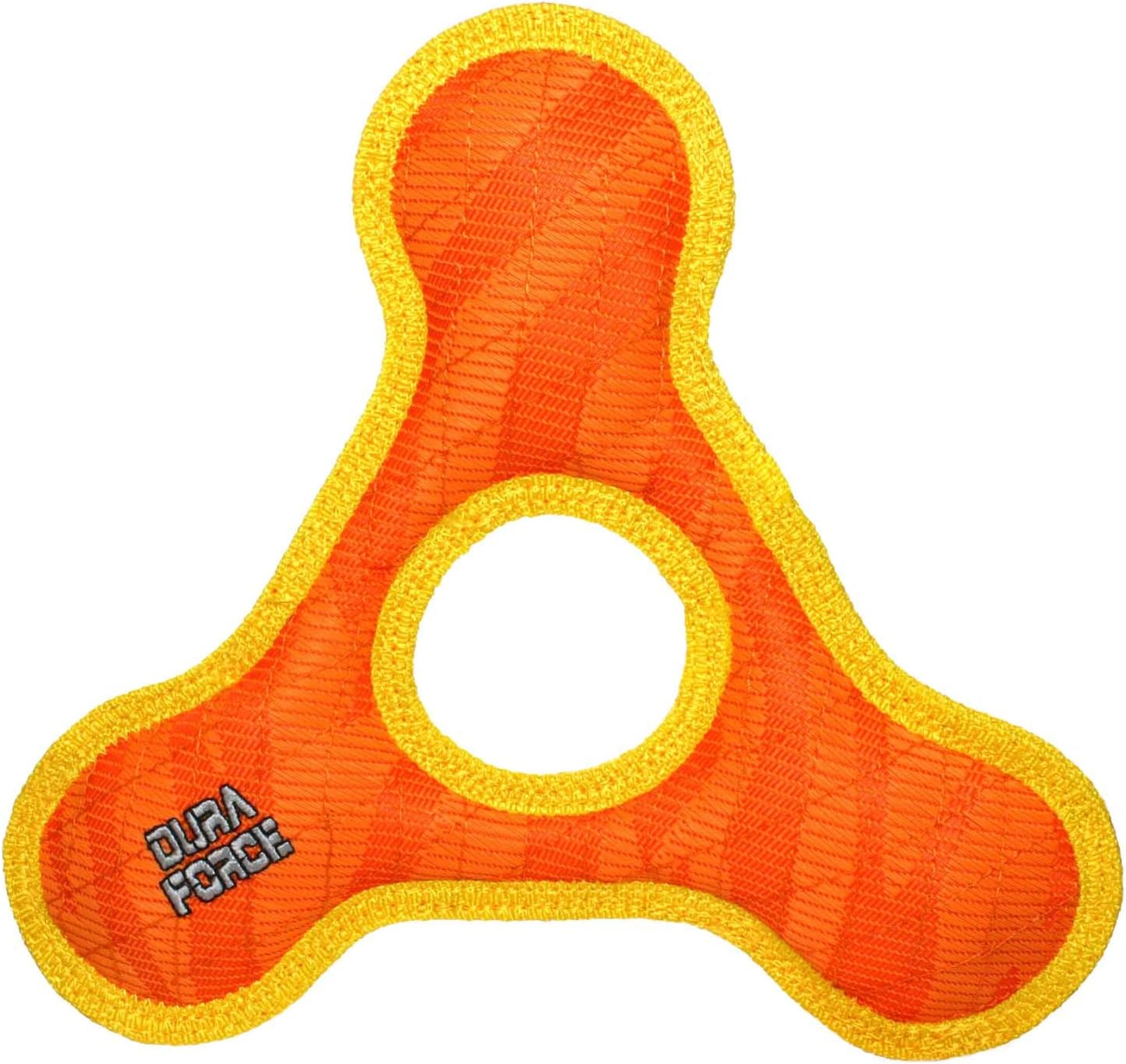 DURA FORCE - Durable Woven Fiber Dog Toy - Multiple Layers. Made Durable, Strong & Tough. Interactive Play (Tug, Toss & Fetch). Machine Washable & Floats (Triangle Ring Orange, Large 2 Pack)