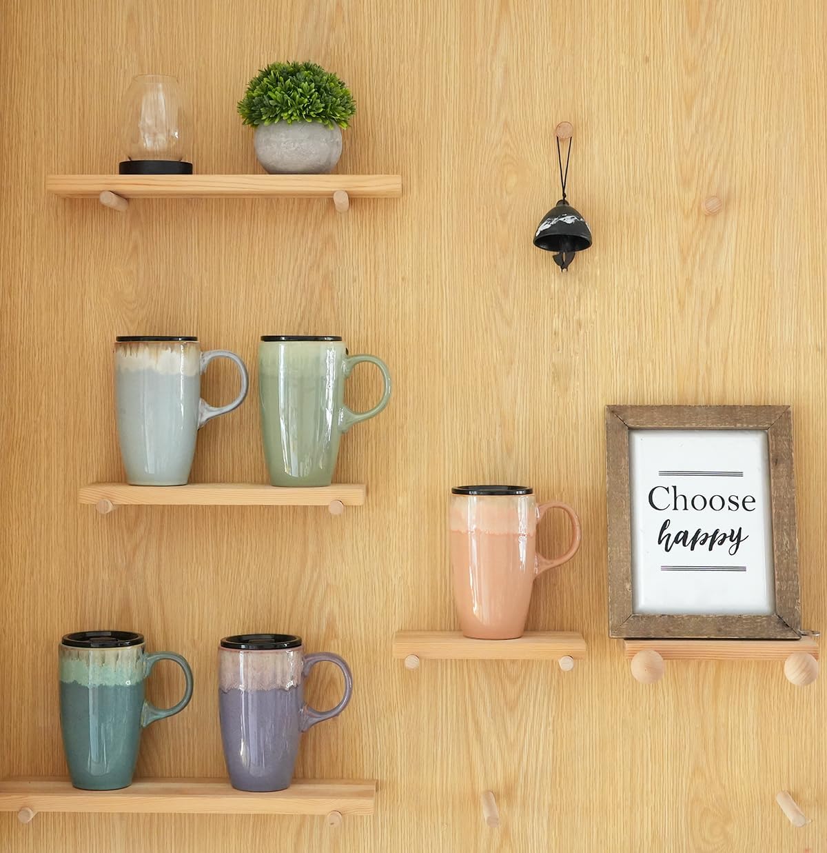 Bosmarlin Ceramic Travel Coffeel Mug with Handle and Lid, 18 oz, Portable Coffee Cup for Car Cup Holder, Microwave and Dishwasher Safe, Reactive Glaze (Light Grey Blue) - Image 7