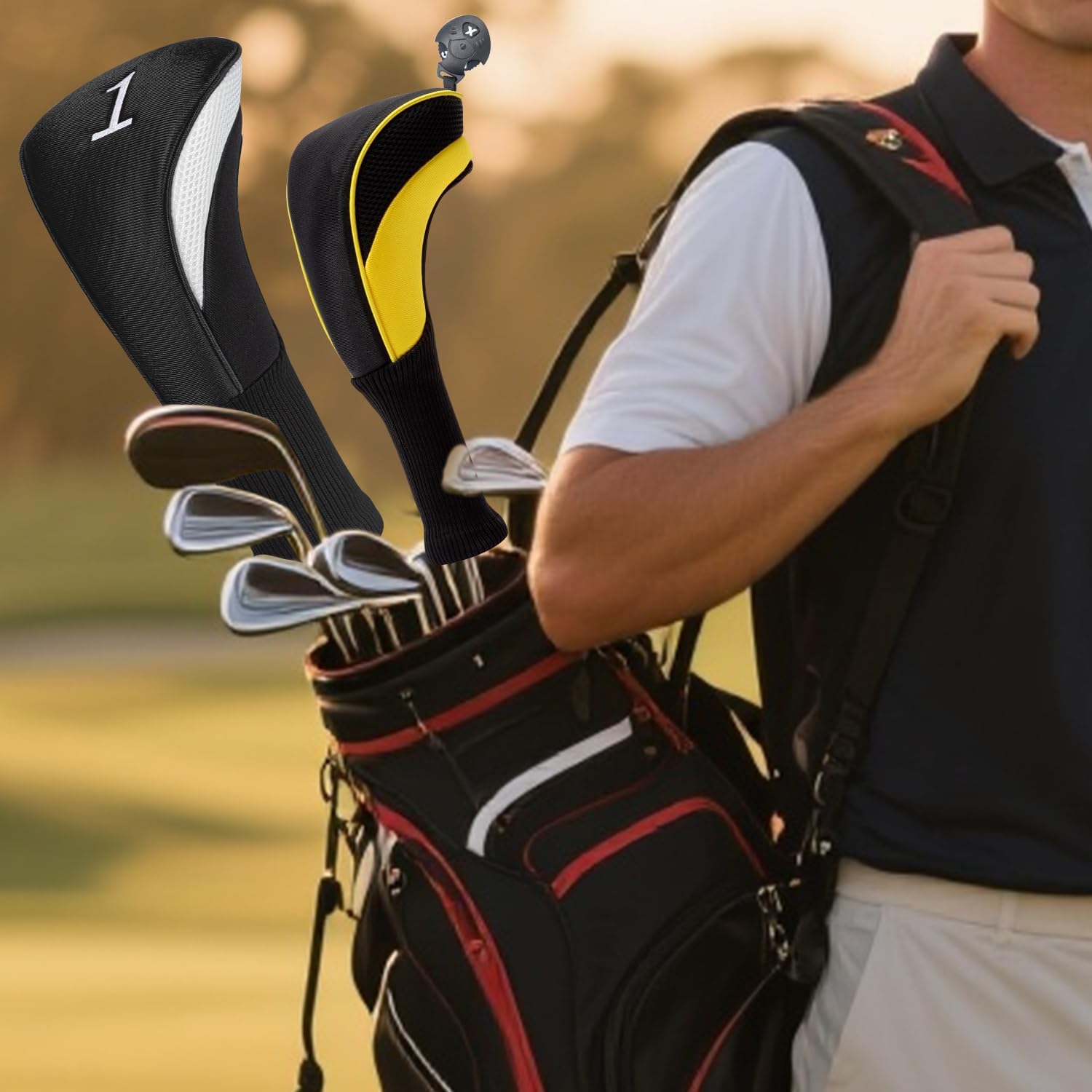 Wood Headcover Golf Club Covers Driver Headcovers Nylon Head Covers Designed to Fit All Woods - 3/4/5/6 Pack/Set Golf Accessories Suitable for Men and Women