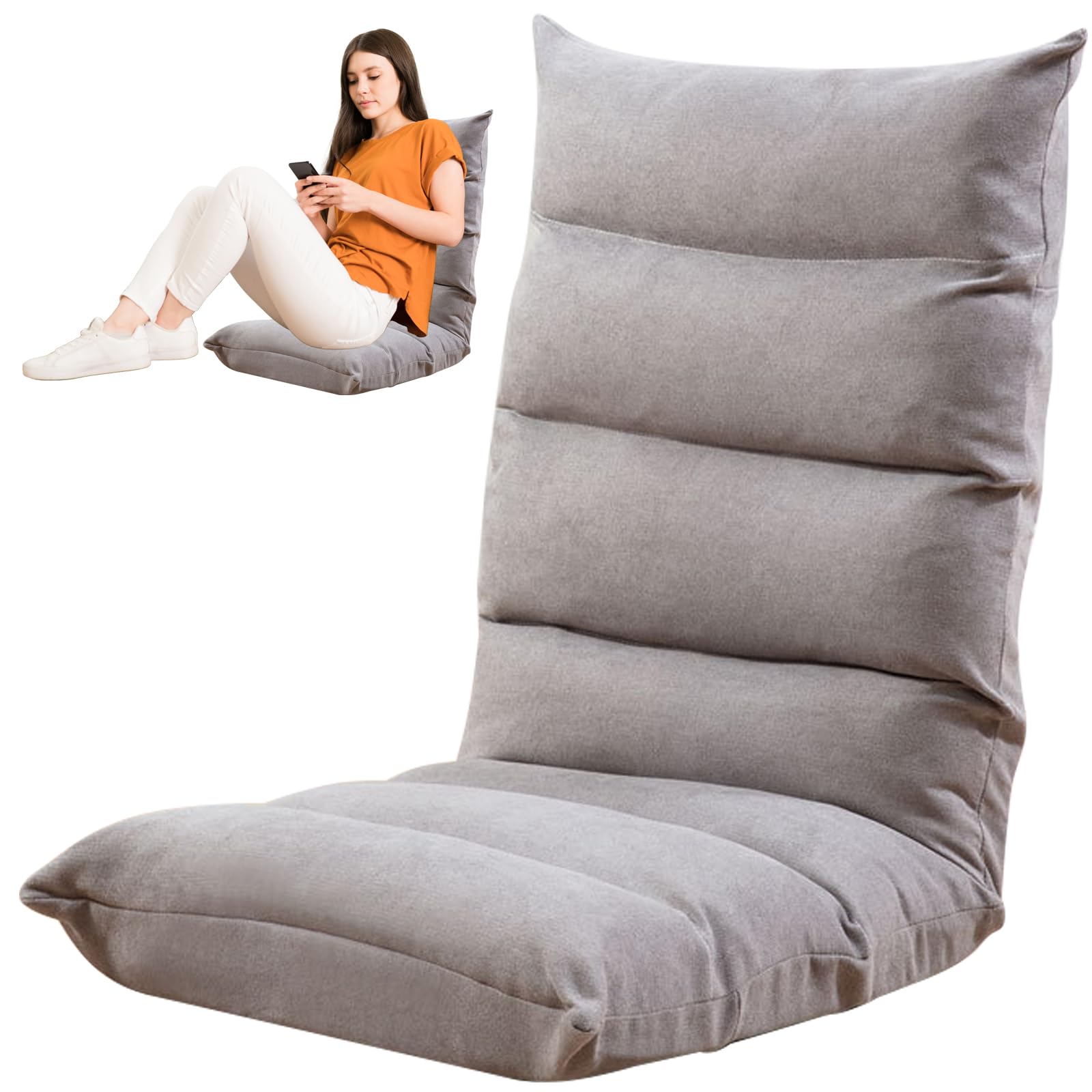 BotaBay Upgraded Adjustable Floor Chair with Back Support Adult Padded Floor Seats Lazy Chair with Lumbar Pillow for Gaming Meditation Indoor Chaise Lounge Chair for Living Room, Bedroom