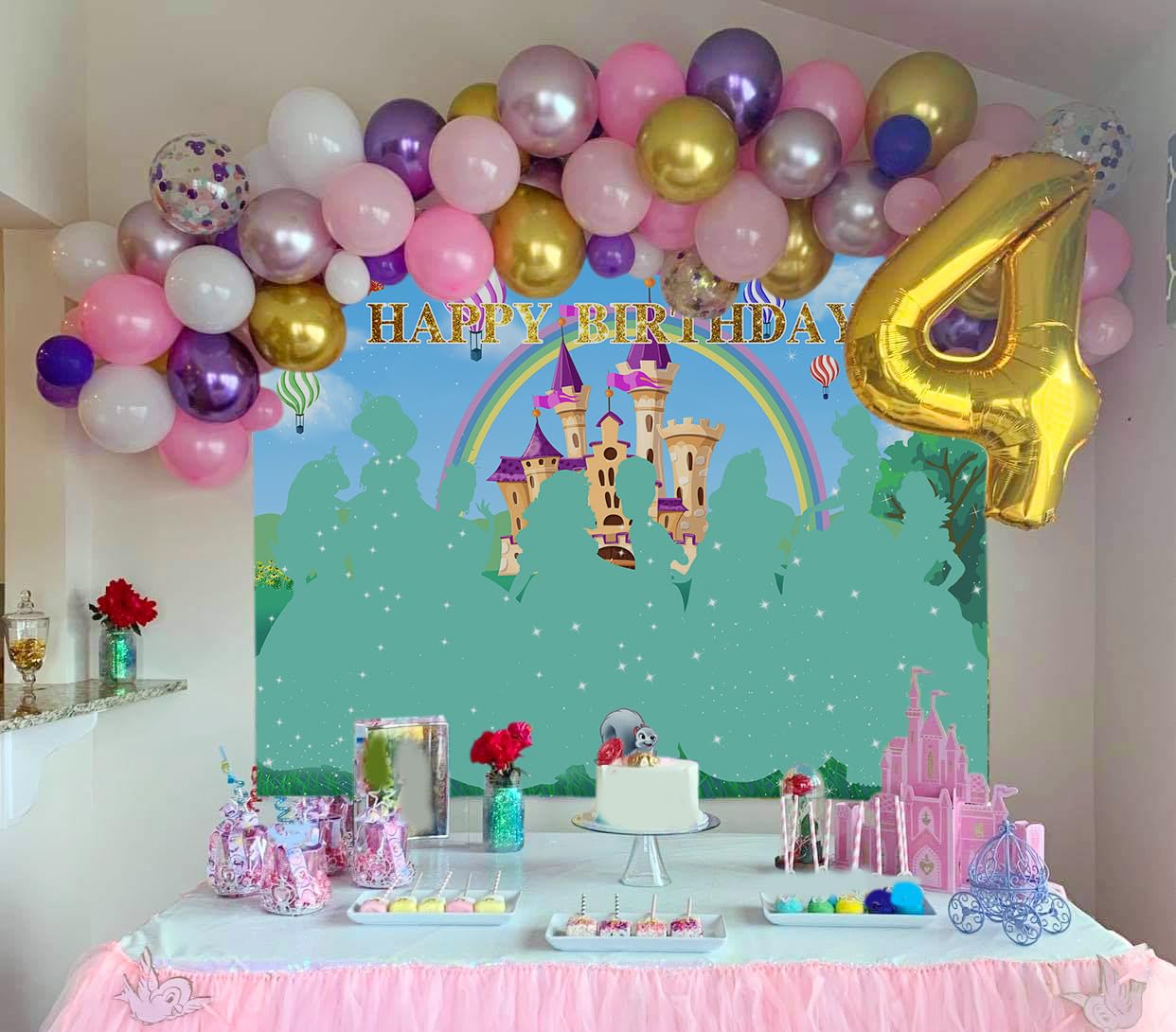 MEHOFOND 2.1x1.5m Conte De Fées Livre Photographie Fond Vintage Château  Princesse Fête D'anniversaire, image size:1242x1090