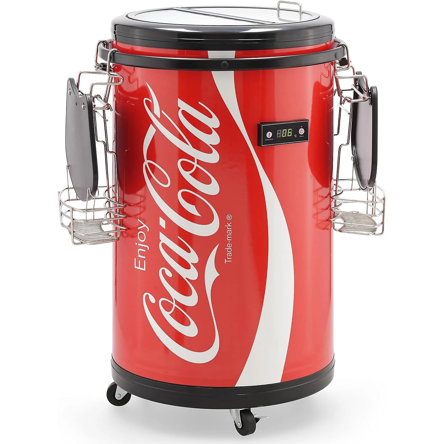 Nevera portátil de Coca-Cola KWC4 KWC-4 de 4 litros/6 latas, para alimentos, bebidas, para el hogar, oficina, dormitorio, coche, barco, enchufes de CA/CC incluidos, roja y blanca