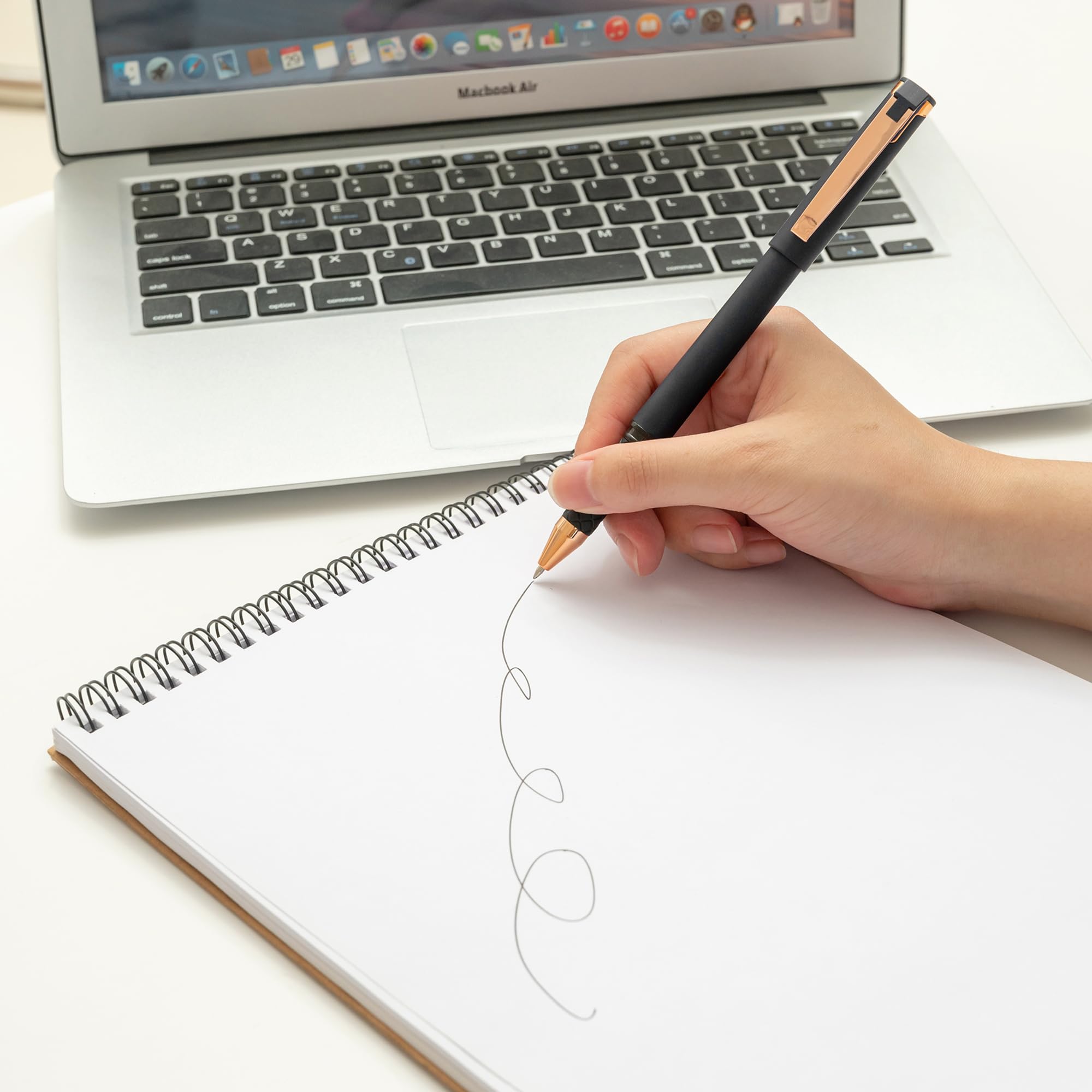 Linbsunne Penne gel nere 0,7 mm con punta media per ufficio, penne 2-in-1 con stilo per schermi touch, penne a sfera con inchiostro gel per la scrittura (confezione da 18 - grigio)