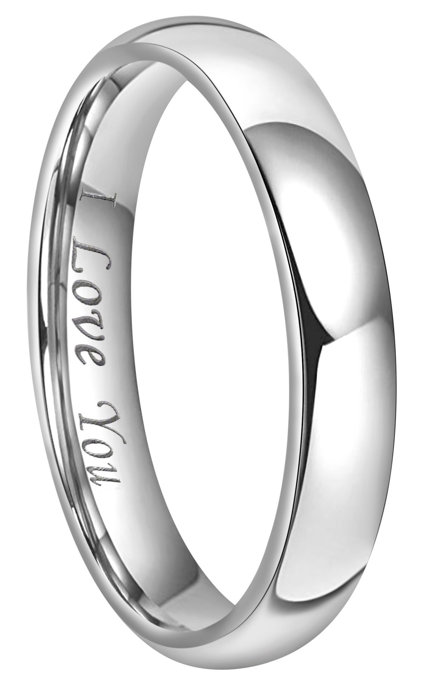 24K Gold Plated Tungsten Wedding Bands | 4mm 6mm 8mm Dome Rings For Men & Women, Engraved "I Love You" - View #3