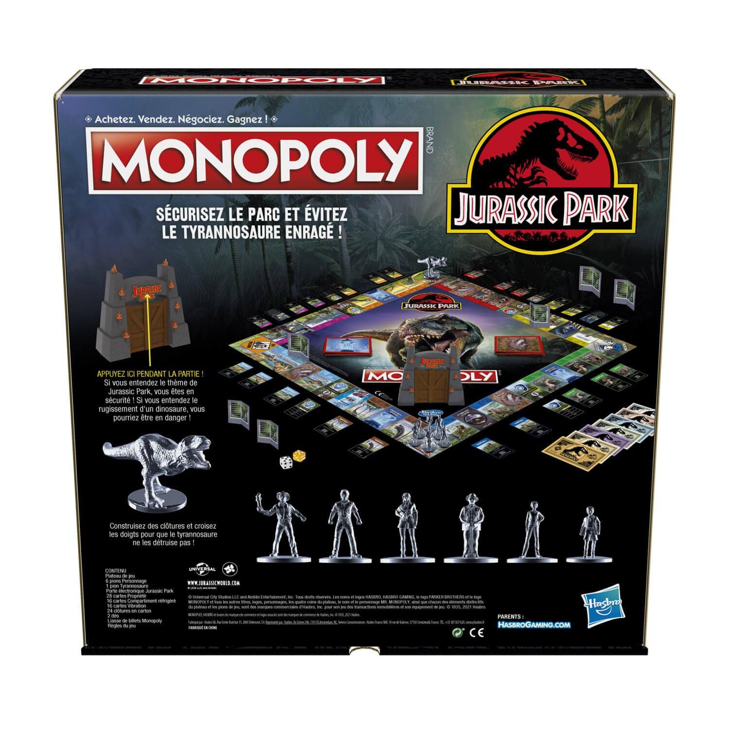 Monopoly : Jurassic Park Edition, gra planszowa dla dzieci, od 8 lat, wielokolorowa, L
