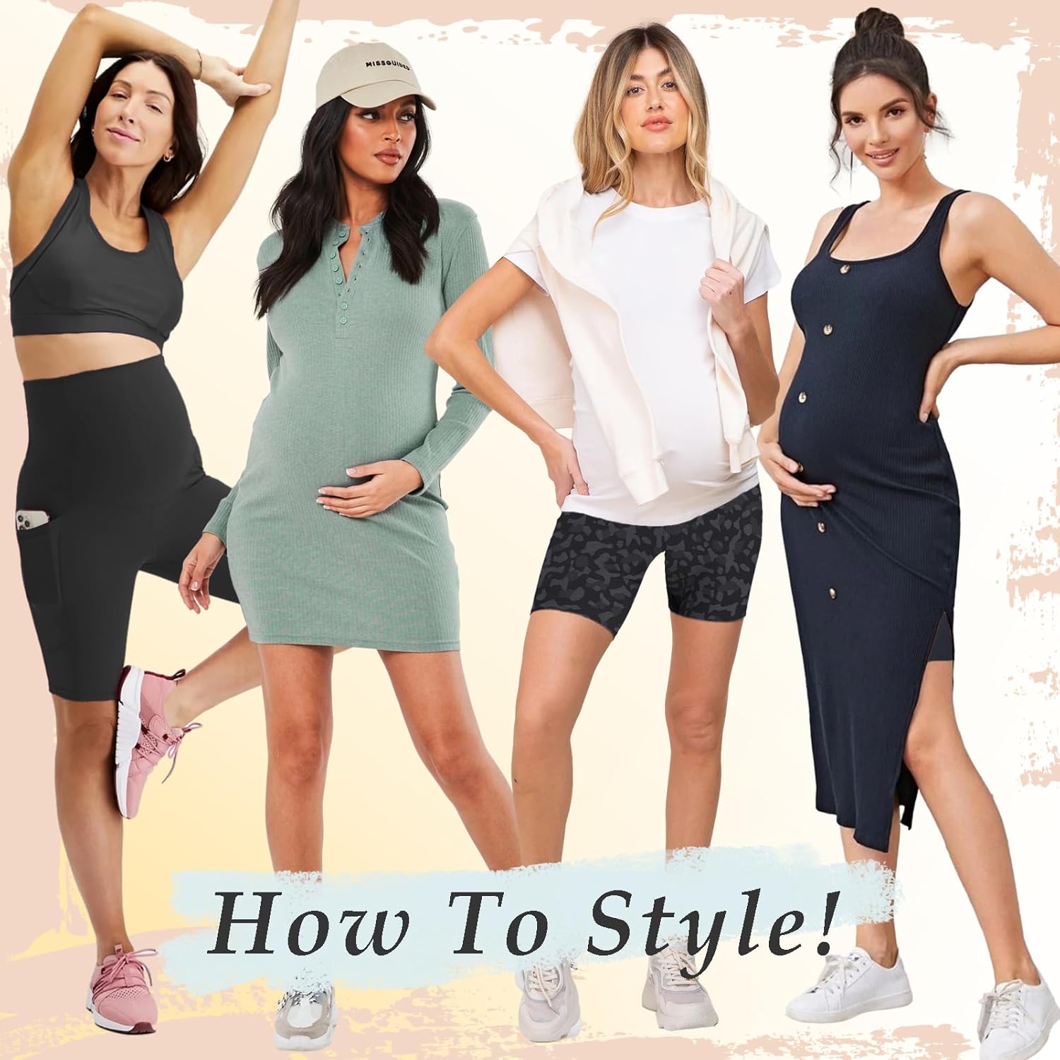 GROTEEN 3 Pack Women's Maternity Shorts Over Belly with Pockets - 8'' High Waisted Workout Yoga Pregnancy Biker Shorts - Image 3