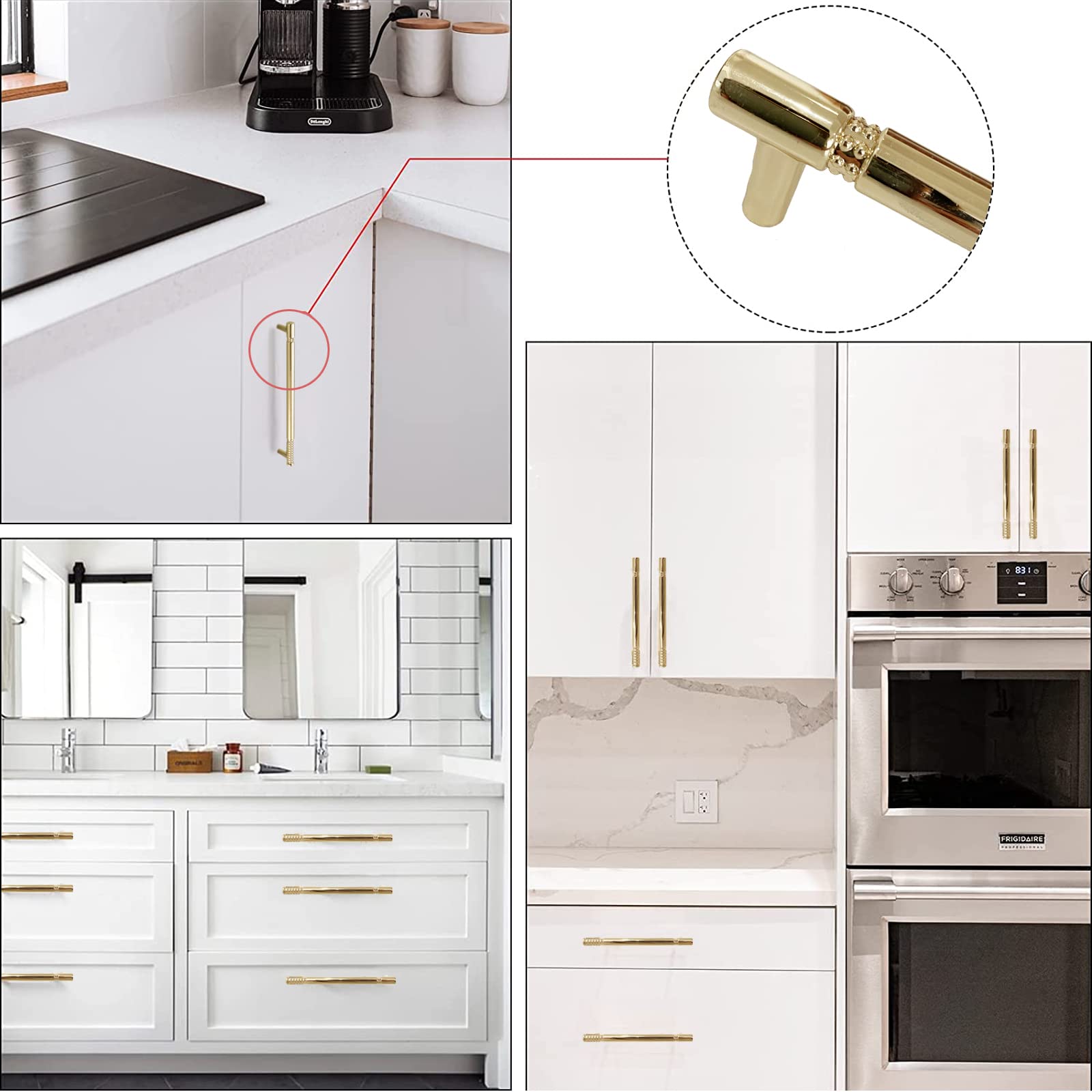 6 Pezzi Maniglie per Mobili da Cucina 96mm, Oro Maniglia per Cassetti Dorate Tiretti Cassetto Moderni in Lega di Zinco Maniglie Armadio Porte per Camera da Letto Guardaroba Comò