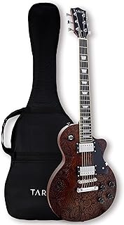 TARIO Electric Guitar Surface engraving pattern design Guitar Okoume Body with Bag