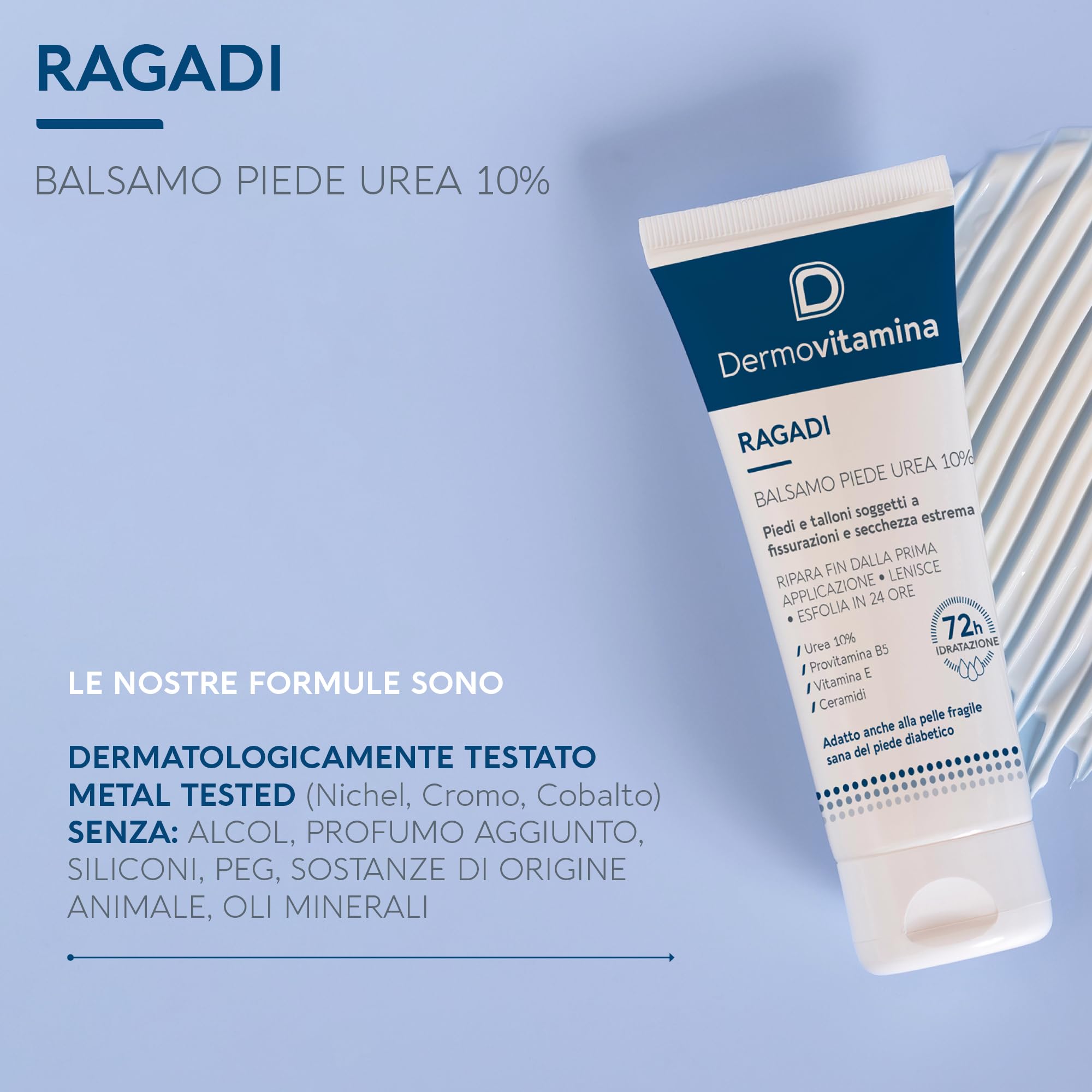 Dermovitamina Ragadi Piede Balsamo Urea 10% - Crema Piedi Riparatrice - Lenisce e Contrasta Screpolature e Fissurazioni - Nuova Formula - 75ml