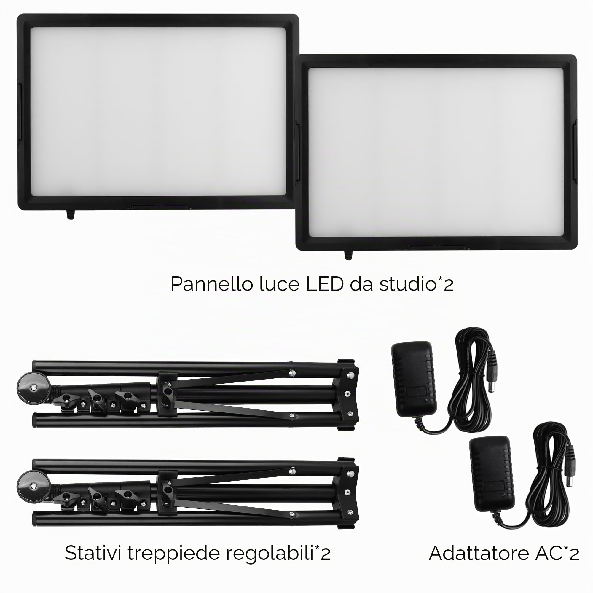 20W Luce Foto-video LED 2-Pack, Ci-Fotto Luci Continua Dimmerabile LED Bi-colore 2800-6500K, 175cm Kit di Illuminazione Fotografica CRI 97+ 2000LM per Studi, Registrazione Video YouTube TikTok