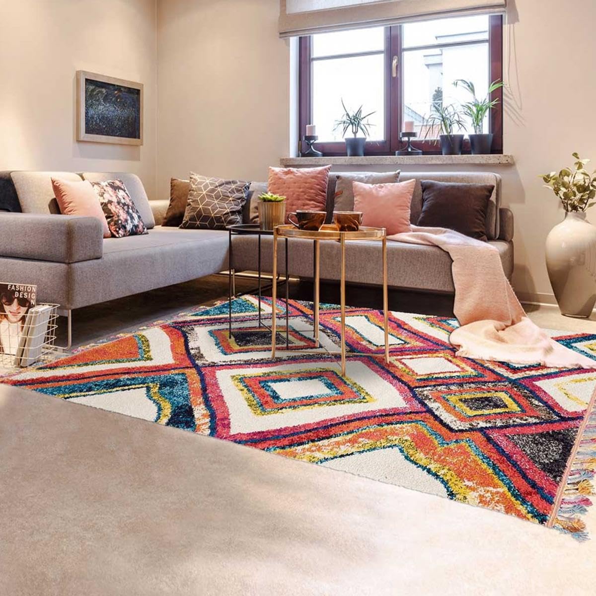 Jadorel Tapis berbère Style 80x150 OURIKA MK 01 Multicolore Oeko TEX® Exclusivité idéal pour la Chambre