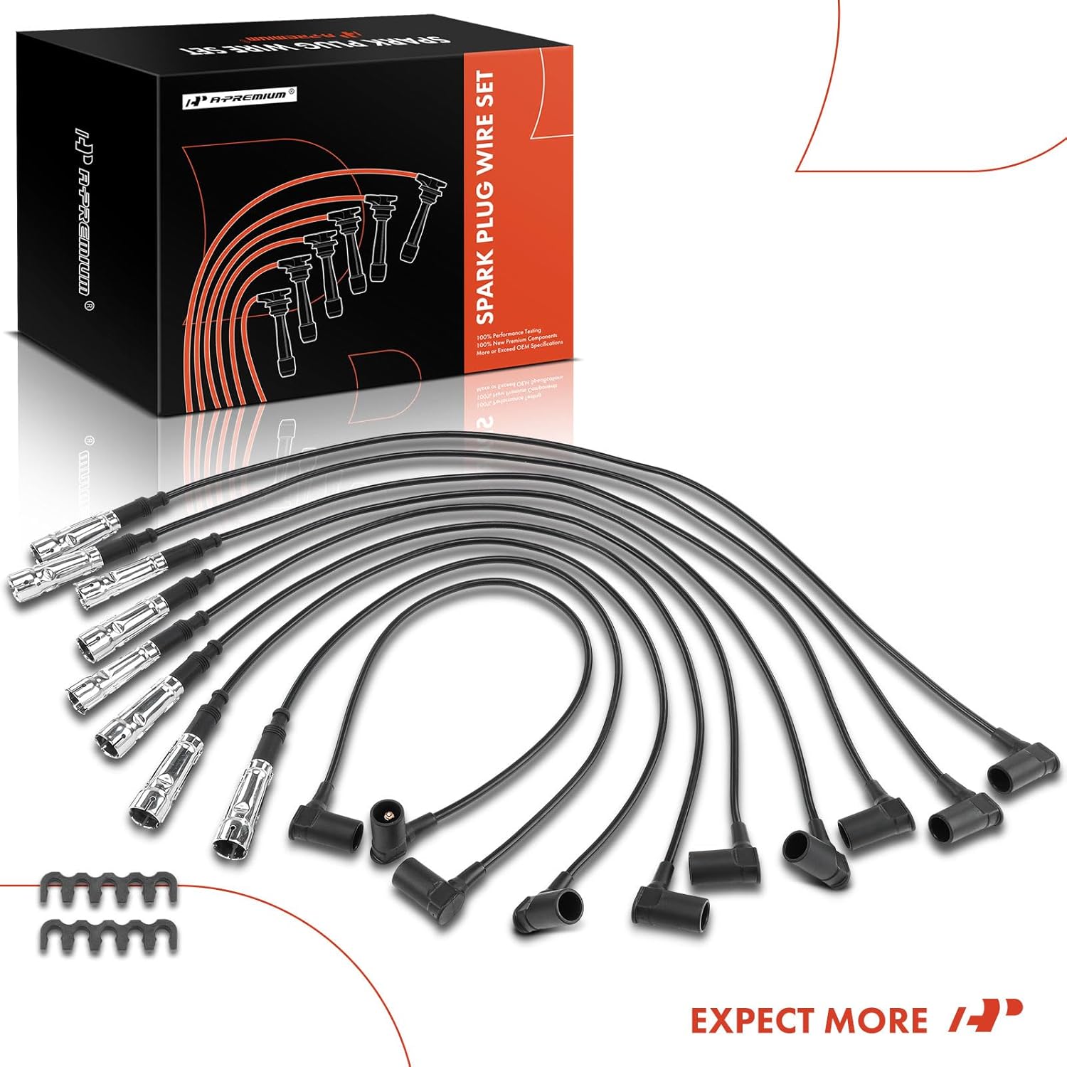 A-Premium Spark Plug Wire Compatible with Mercedes-Benz W126 Series 420SEL 1986-1991 4.2L, 560SEC 1986-1991 5.6L, 560SEL 1986-1991 5.6L, 9-PC Set