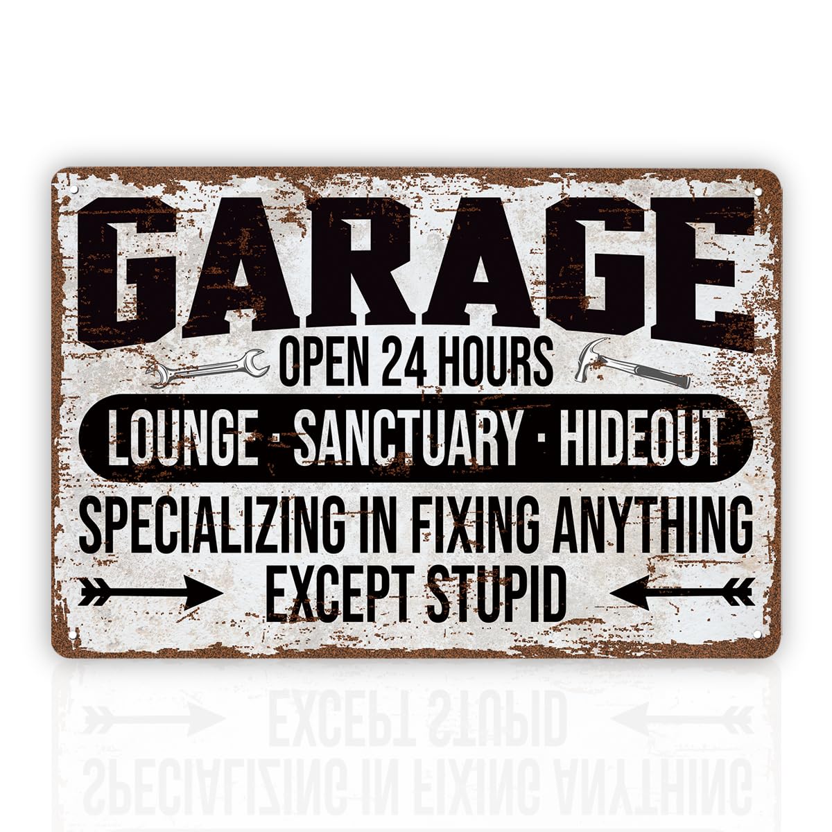 peiyeety Metal Workshop Sign Can't Fix Stupid Tin Decor Funny Mechanic Gift Workshop Decor, Fun Shop Sign, for Dad, Grandad, Barn Gift for him 8x12 Inch