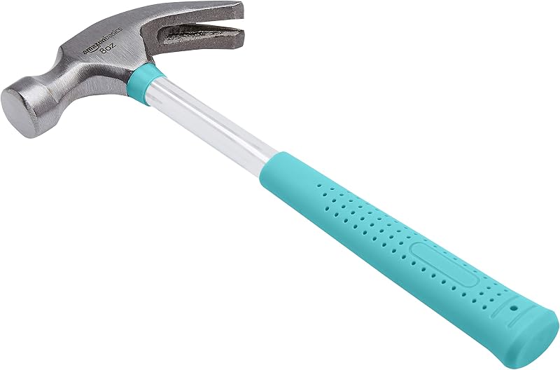 8 oz Claw Hammer with Shock Reduction, No-Slip Grip, Turquoise