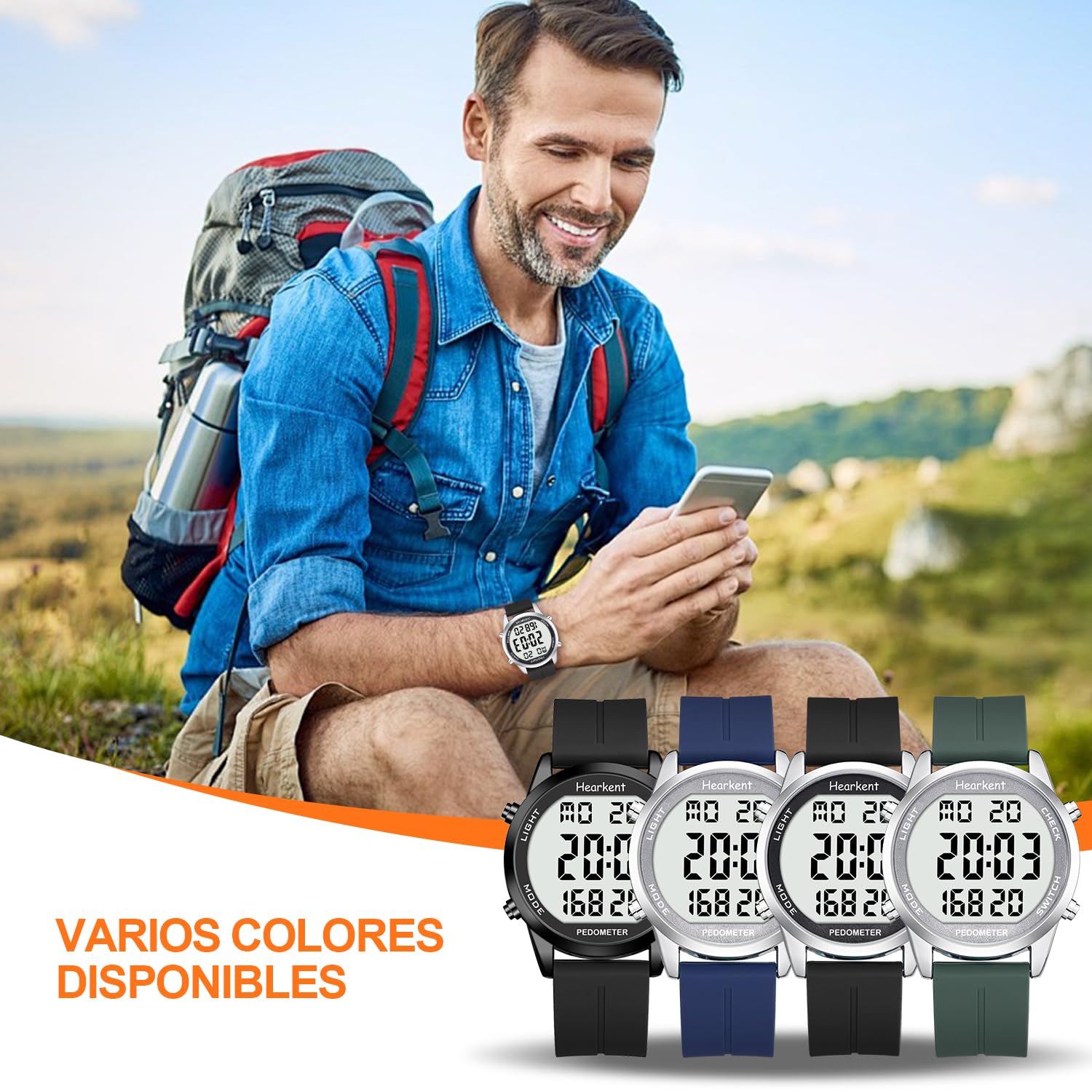 Hearkent Pedometro Orologio da passeggio per anziani, senza Bluetooth, senza app richiesta, con contatore di passi e numeri LCD grandi