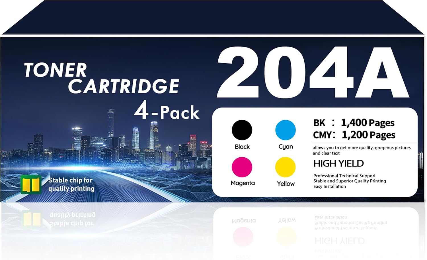 204A Toner Cartridges 4 Pack M180nw Compatible for HP 204A CF510A CF511A CF512A CF513A Color LaserJet Pro MFP M180nw M180n M181fw M181fdw M154a M154nw Printer (Black/Cyan/Magenta/Yellow )