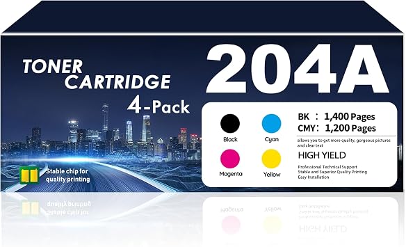 204A Toner Cartridges 4 Pack M180nw Compatible for HP 204A CF510A CF511A CF512A CF513A Color LaserJet Pro MFP M180nw M180n M181fw M181fdw M154a M154nw Printer Black/Cyan/Magenta/Yellow