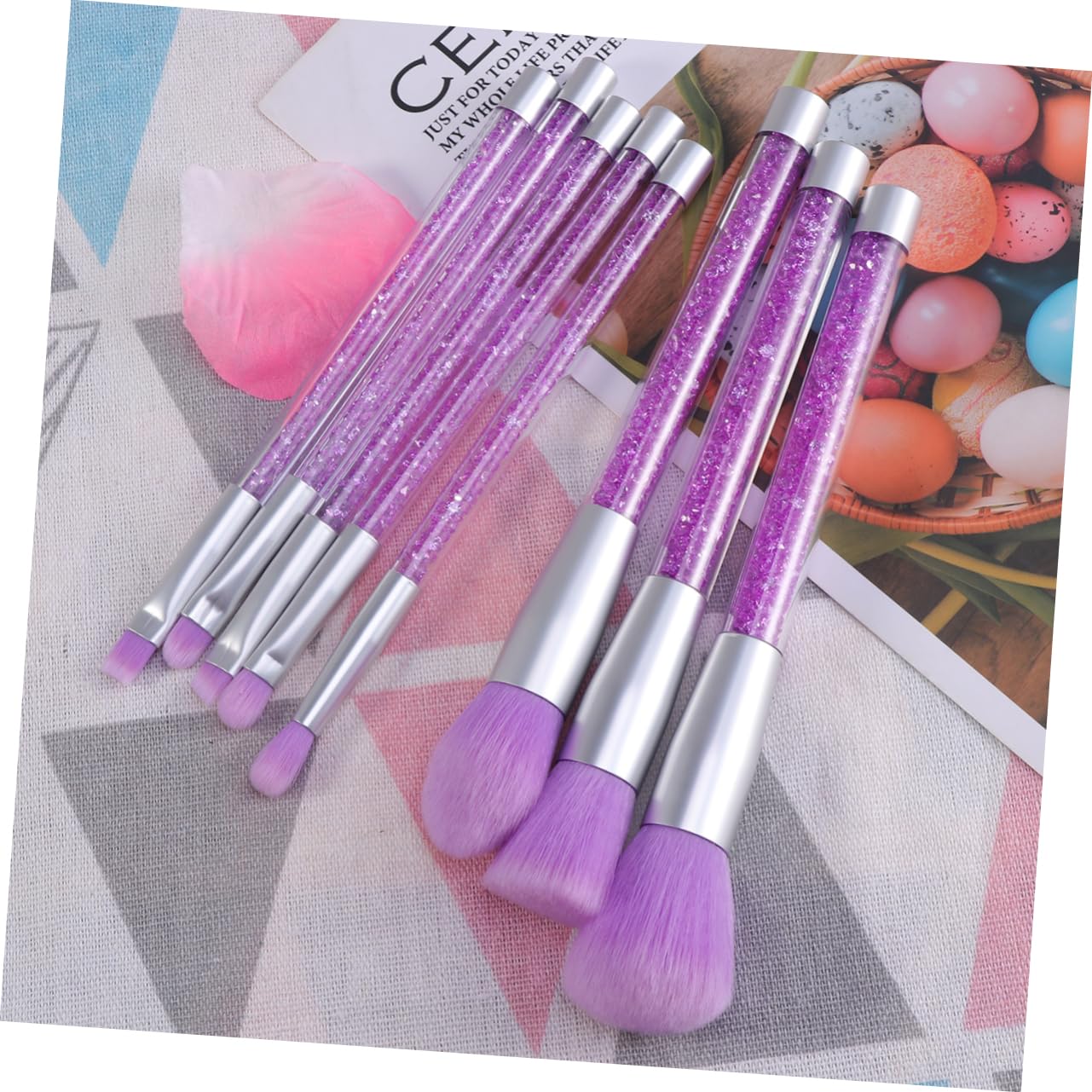 Housoutil 16piezas Brochas De Maquillaje Con Mango De Rhinestone Pinceles De Cosméticos Transparentes Para Mujeres Color