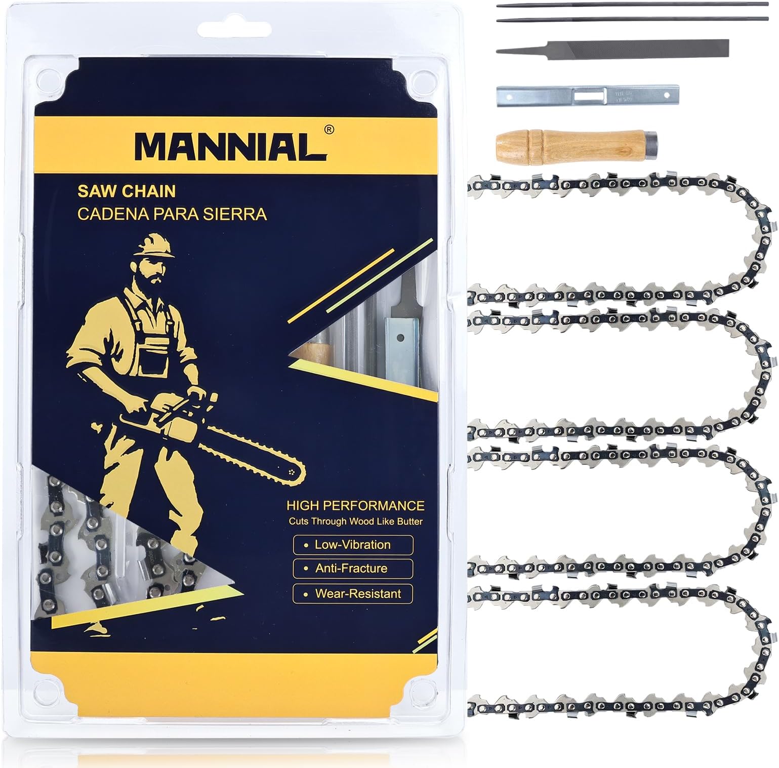 GTA26 4 Inch Mini Chainsaw Chain 4-Pack with Sharpening Kit Fits Stihl GTA 26, 1/4"LP .043" Gauge 28 Drive Links, Low Kickback Saw Chain 36700000028