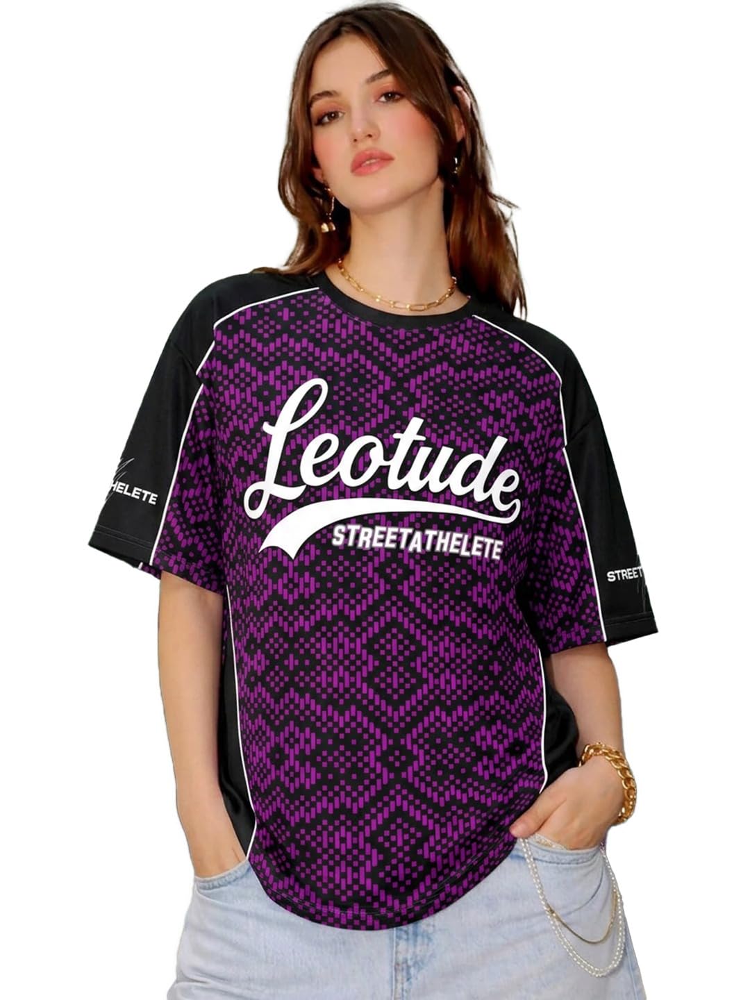 Women Oversized Cotton Jersey Tshirt | Loose Fit Streetwear Casual Top | Drop Shoulder Longline T Shirt for Girls College Wear Travel Gym Daily Outfit (Color:Purple)-image-47