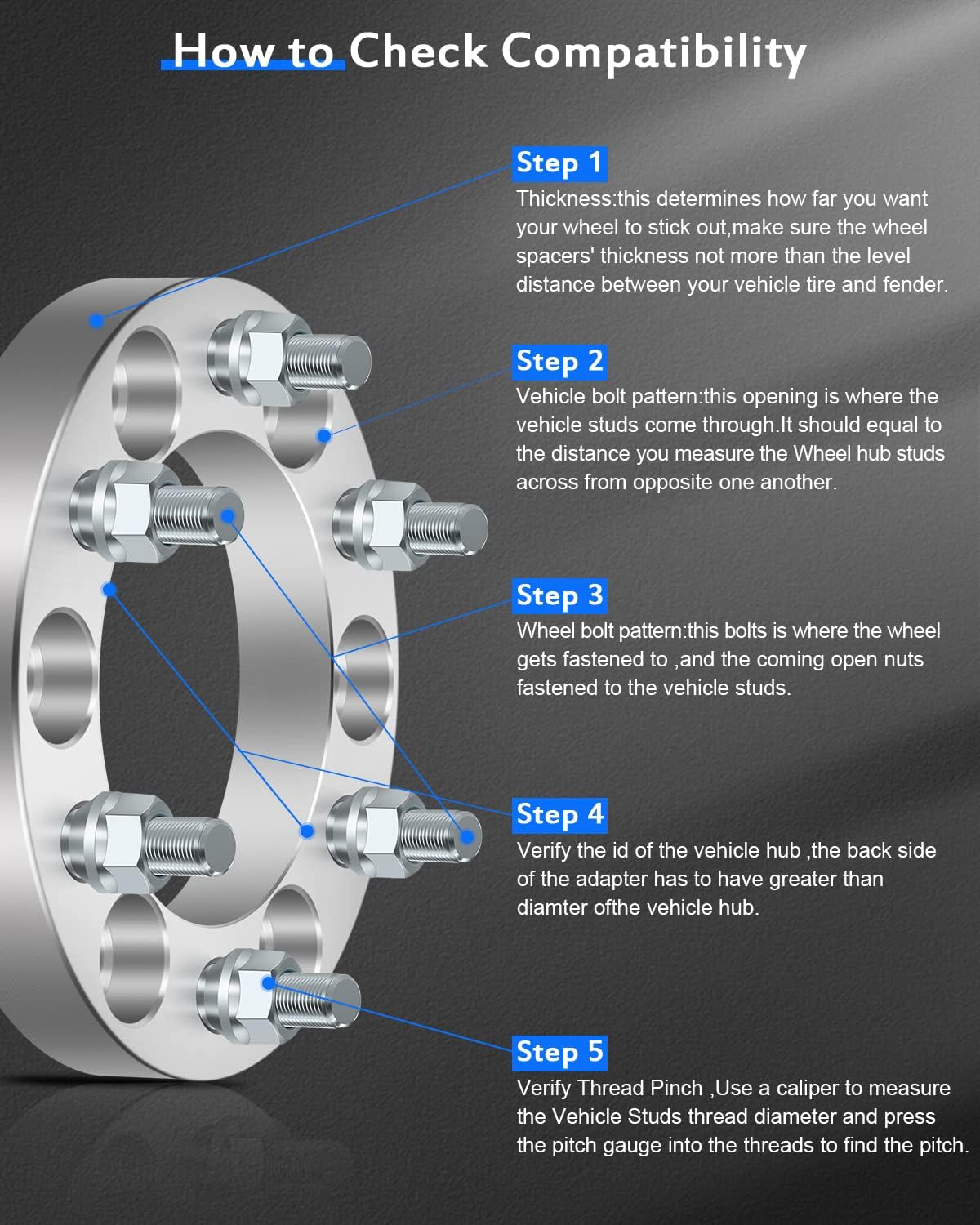 ECCPP 2PCS 6 Lug 1" inch Wheel Spacers Adapters 6x5.5 to 6x5.5 6x139.7mm for 2005-2014 for Titan Armada Trucks