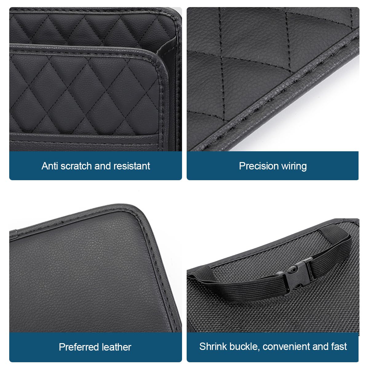 Mandark Car Seat Back Organizer, PU Leather Vehicle Backseat Hanging Storage Pocket, Multipurpose Auto Travel Essentials Accessories for Kids & Adults, Universal for Most Cars (Black)