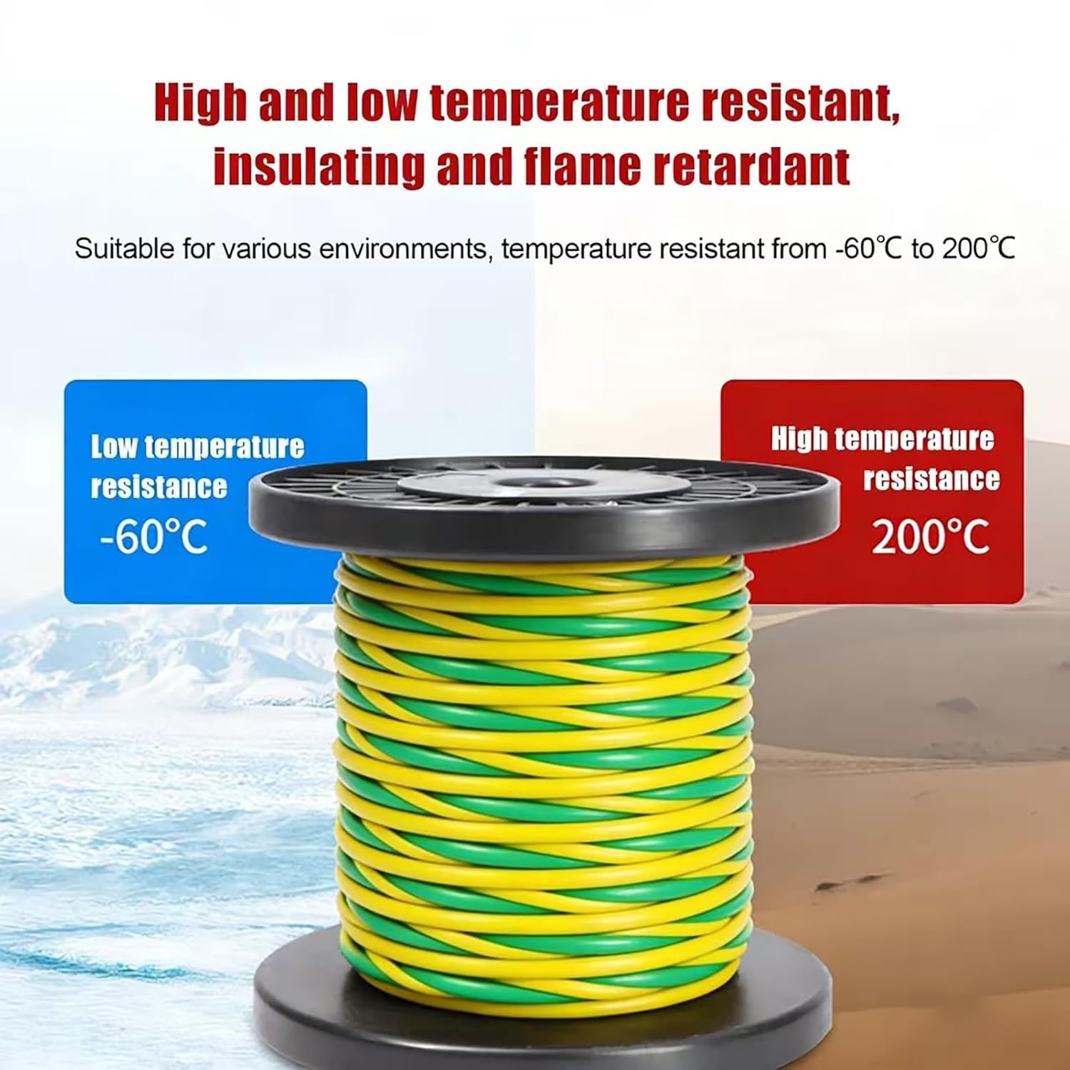 26-17 AWG Yellow-Green Flexible Twisted Pair Wire 600V Tinned Copper FEP Insulated High Temperature Cable for LED Lighting Solar System Equipment(50FT,26AWG)