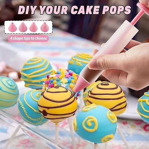 Miniatura 5 de JOERSH Kit de 402 piezas para tartas, incluye palitos para tartas y bolsas de paquetes, lazos giratorios, rodillo para tartas con asas, bolígrafo