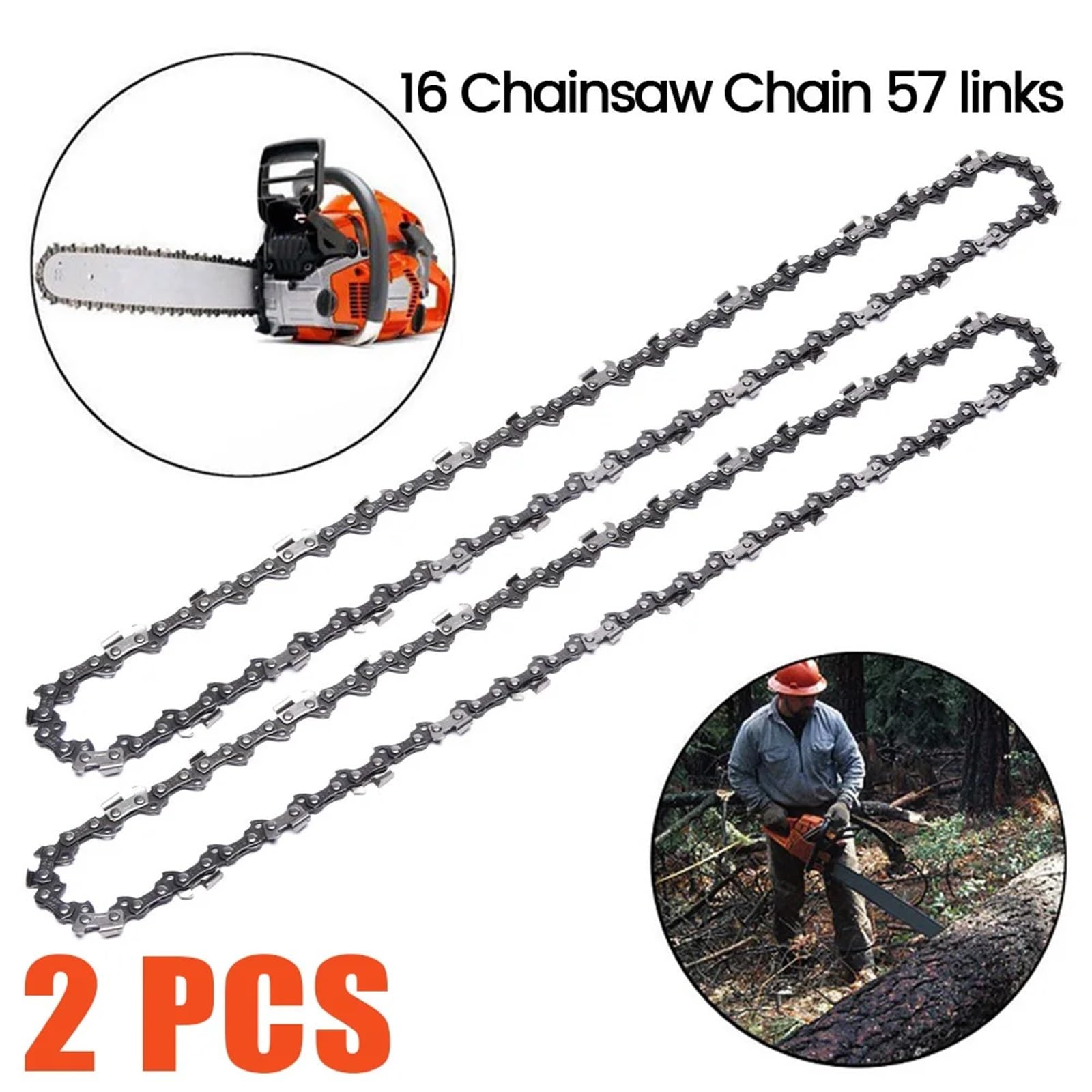 Cadena de Motosierra de 16 Pulgadas, Cadena de Motosierra, Cadena Repuesto con Paso 3/8 LP for Sierra eléctrica eslabones motrices 52 55 57 14-16 Pulgadas(1pc 16inch 55dl)