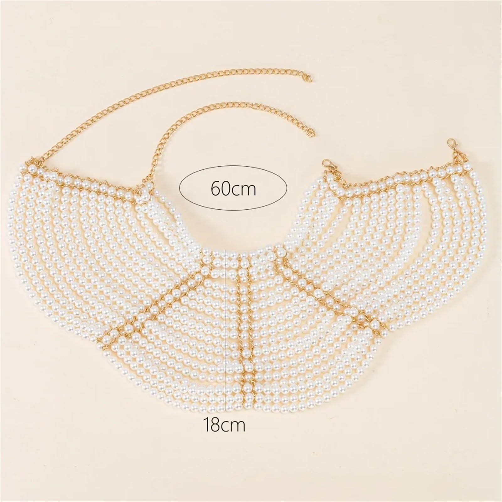 Chaîne d'épaule Chaîne de corps rétro en perles creuses, fait à la main, châle, accessoire de robe, bijoux tendance, style élégant