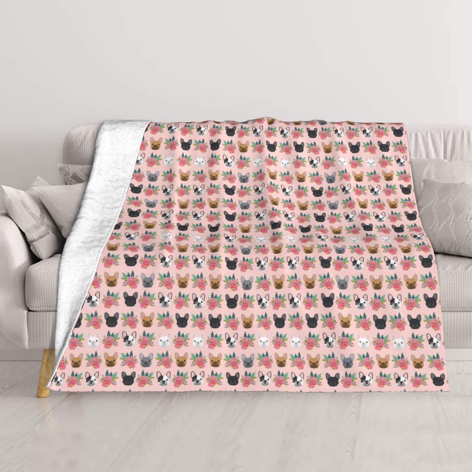Couverture thermique bouledogue français BAFAFA plaid léger 127x101 cm