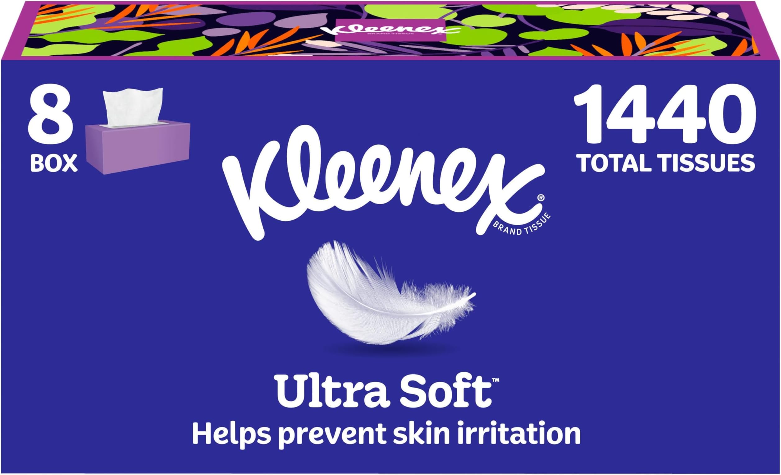 Ultra Soft Facial Tissues, 8 Flat Boxes, 180 Tissues per Box, 3-Ply, Packaging May Vary