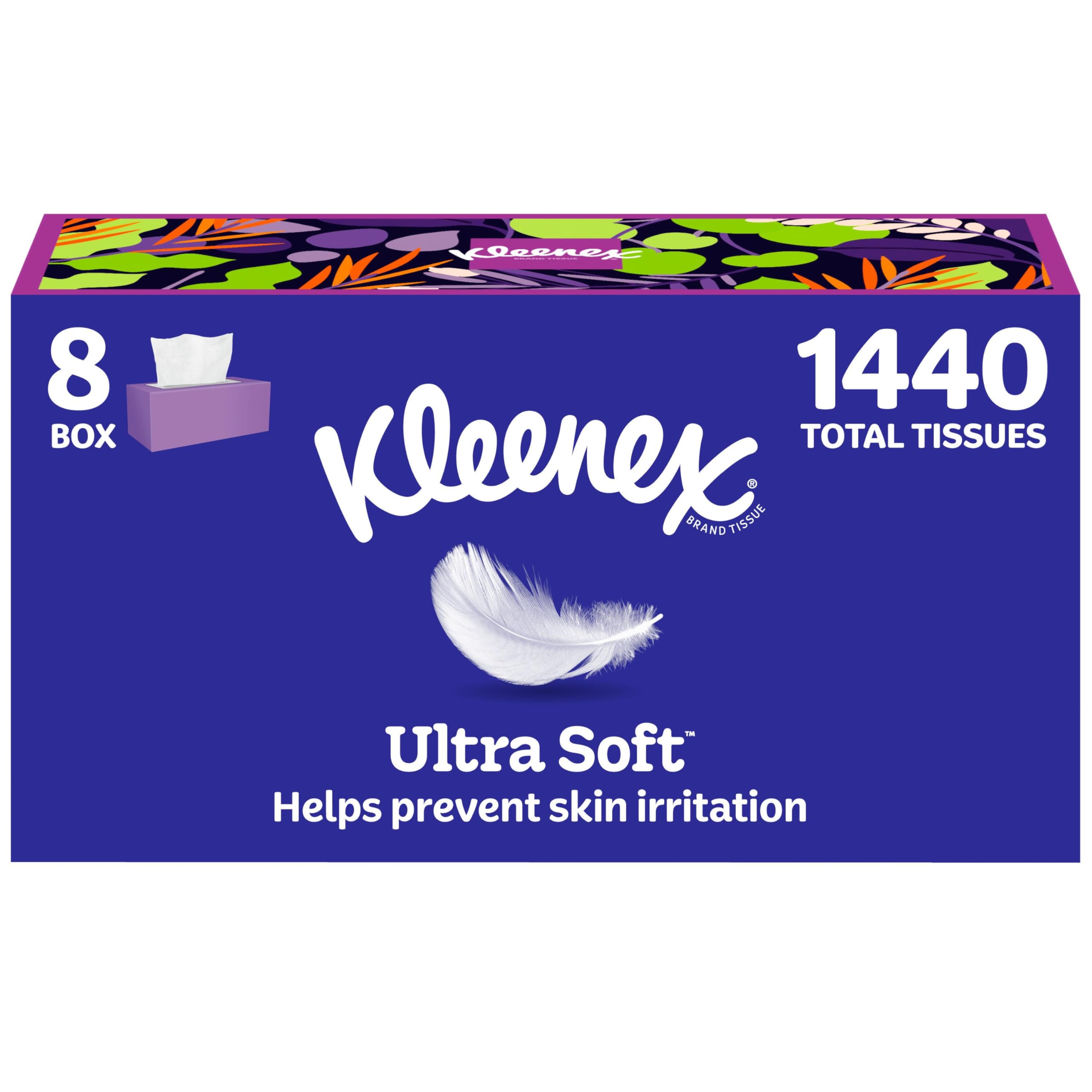 Kleenex Ultra Soft Facial Tissues 8 Flat Boxes 180 Tissues per Box 3-Ply Packaging May Vary