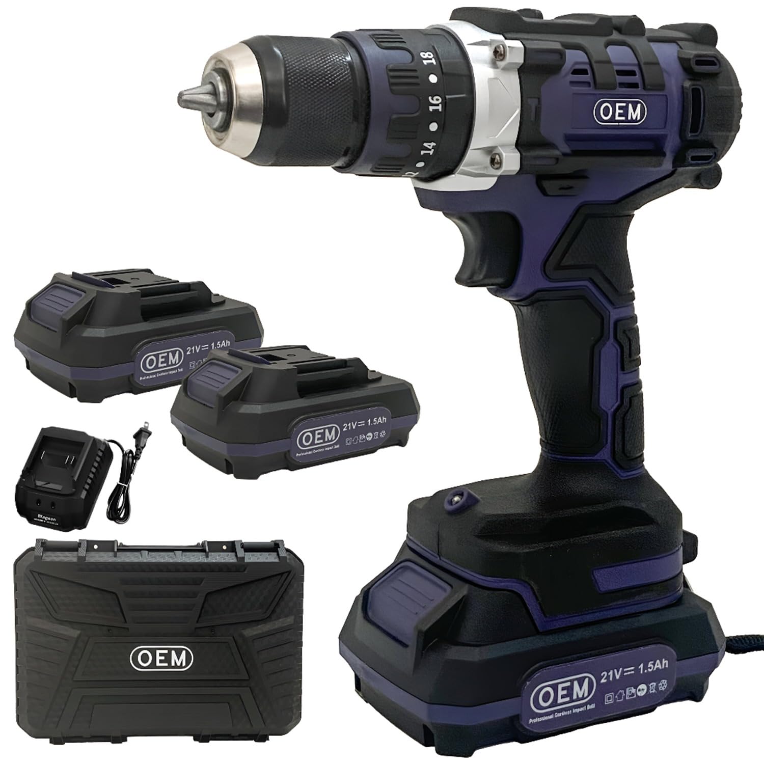 OEM Professional 21V Cordless Drill Machine 10mm Keyless Chuck Dual 1500mAh Batteries & Charger 2-Speed Control (0–400/0–1400 RPM) Forward & Reverse Function 18+1 Torque Settings | 6 Months Warranty-image-10