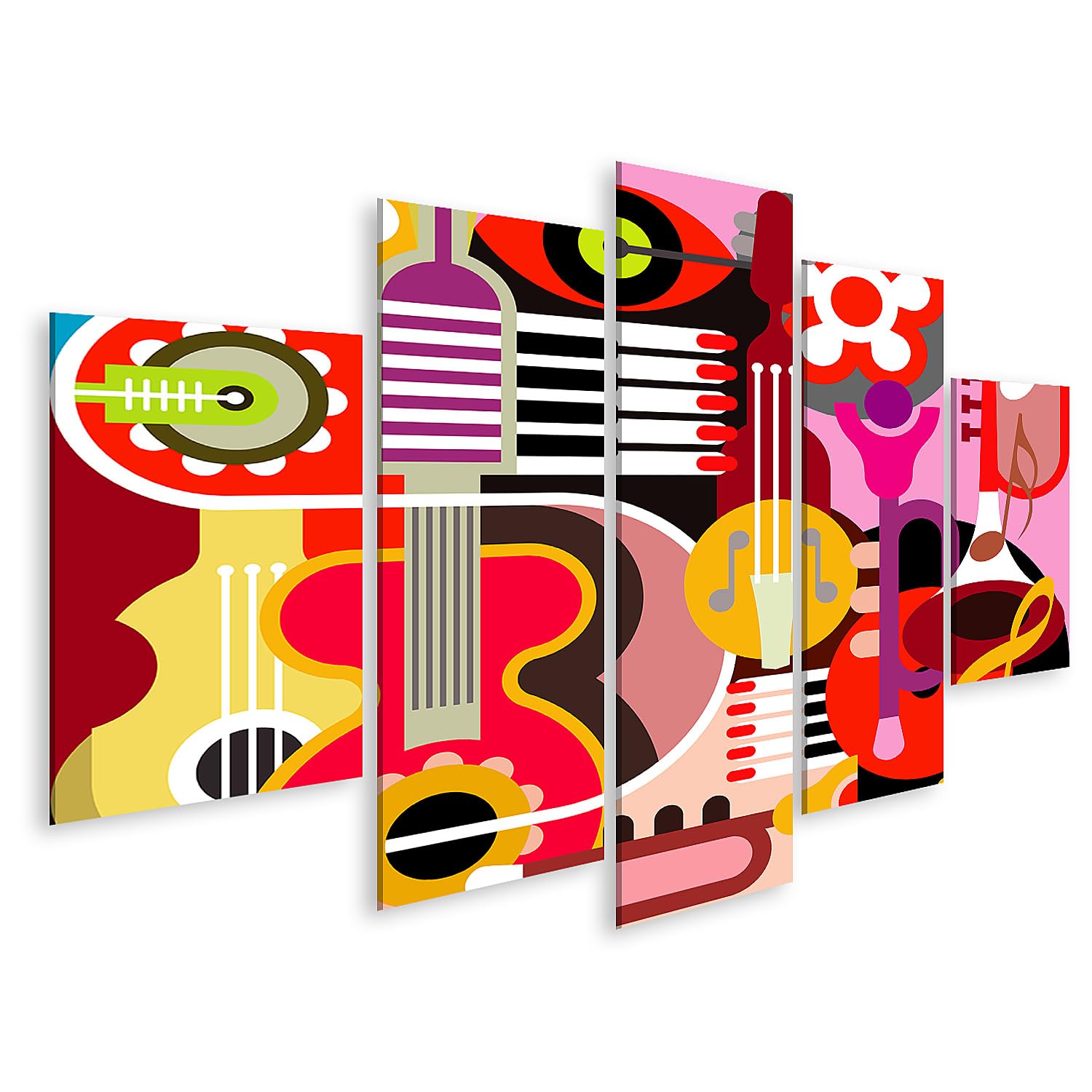 islandburner Quadro su tela Musica Strumenti in Colorato Pop Art Grafica Immagini Poster
