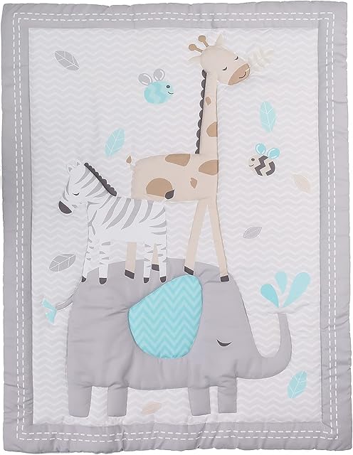 HMtideby Animal Themed Baby Toddler Blanket Quilt Cot Comforter Crib Baby Quilts for Boys and Girls Nursery Bed Throw Blanket 84x107cm, Giraffe, Elephant and Zebra Suitable for All Season