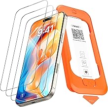 NEW'C Lot de 3, Verre Trempé pour iPhone 16 Pro Max (6,9 Pouces) Film en Protection écran à pose rapide Couverture Complète - Ultra Résistant - Efficace contre les Rayures